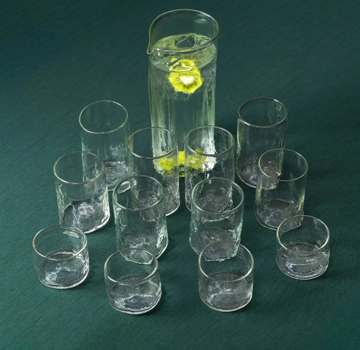 Clear Xaquixe hand blown glass tumblers, set of 4