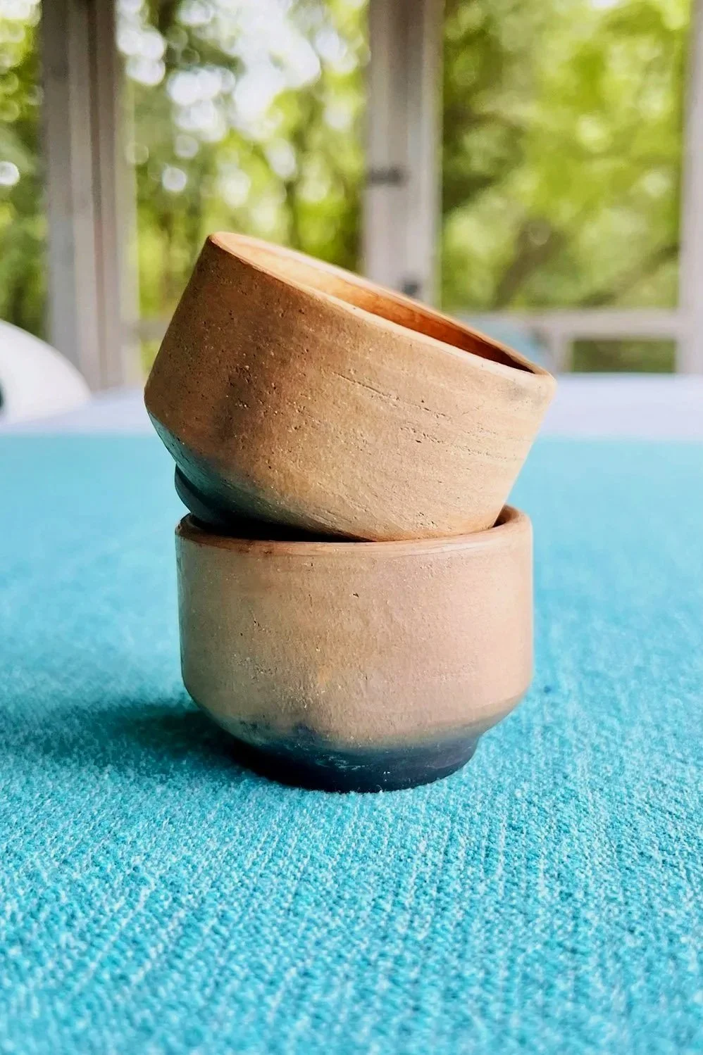 Pair of wood fired mezcal cups