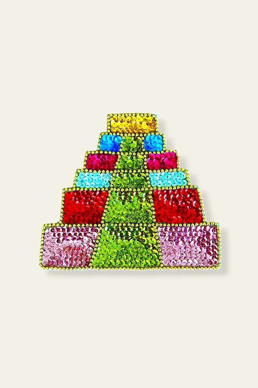 Large sequin patch of a pyramid