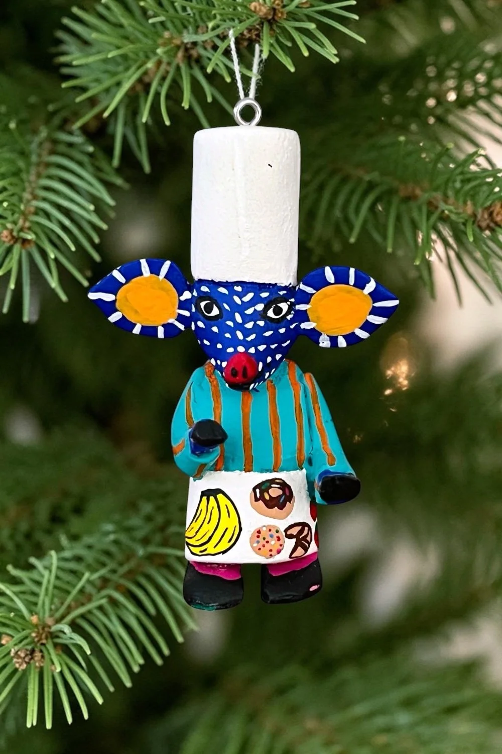 Carved Oaxacan elephant chef ornament