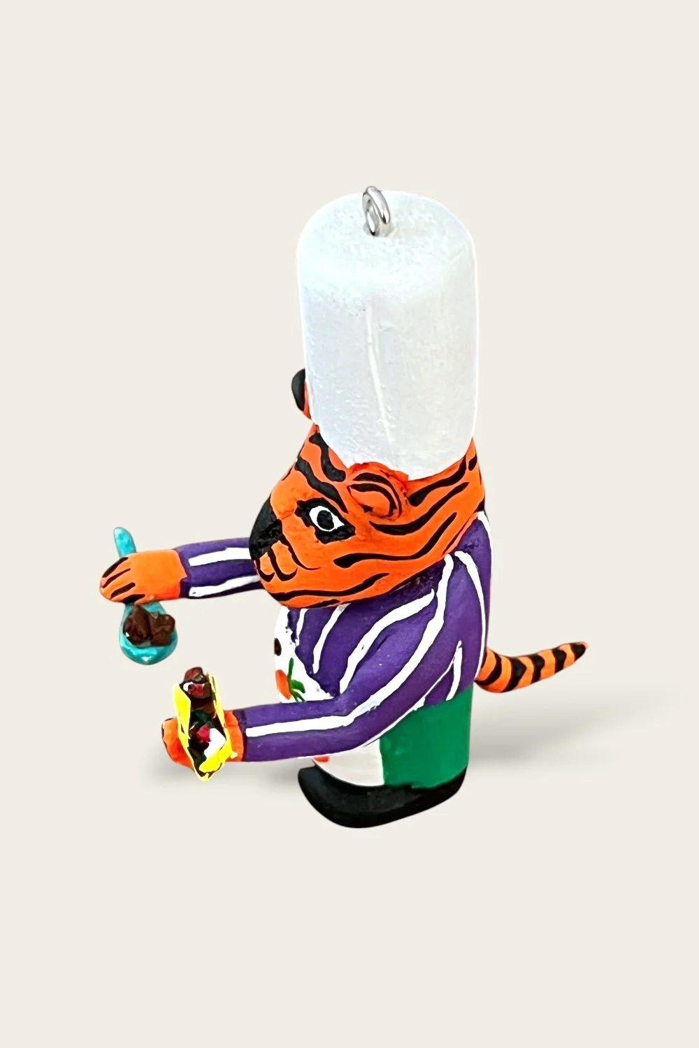 Carved Oaxacan tiger chef ornament