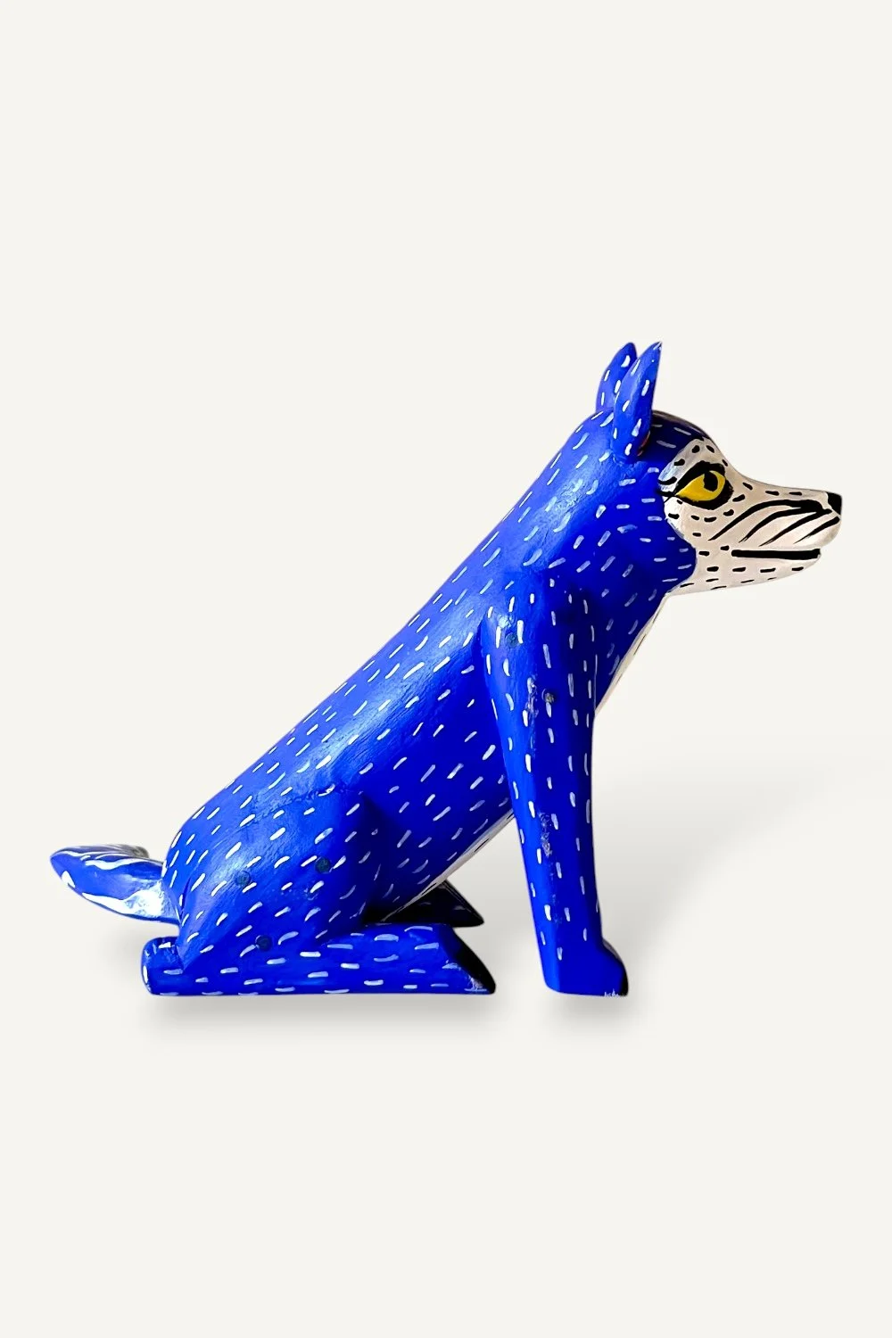 Blue and white Coyote alebrije