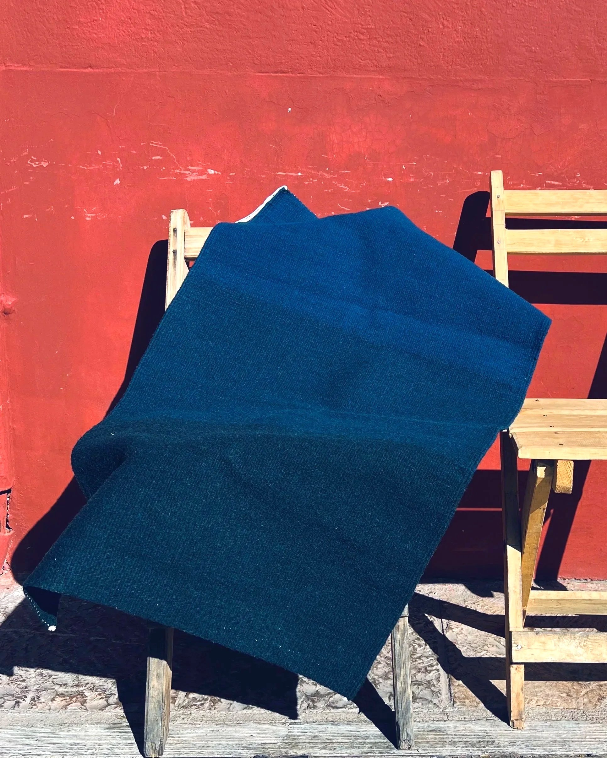 Indigo handwoven wool rug