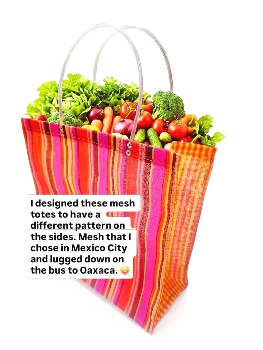 Made in Mexico striped mesh tote