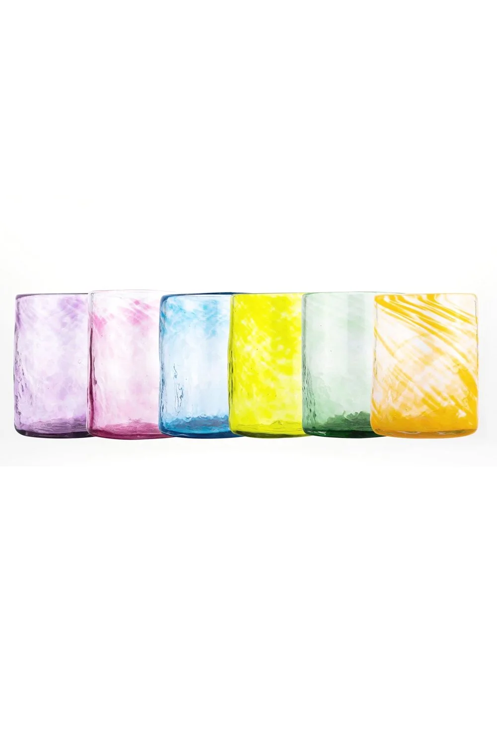 Xaquixe hand blown and recycled medium glass tumblers, set of 6