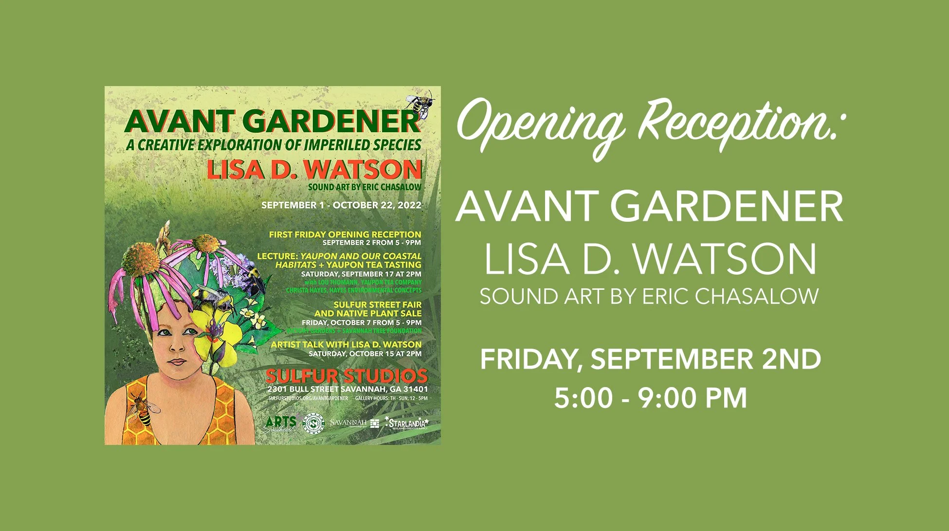 Opening Reception: "Avant Gardener: An Exploration of Imperiled Species" by Lisa D. Watson, with Sound Art by Eric Chasalow