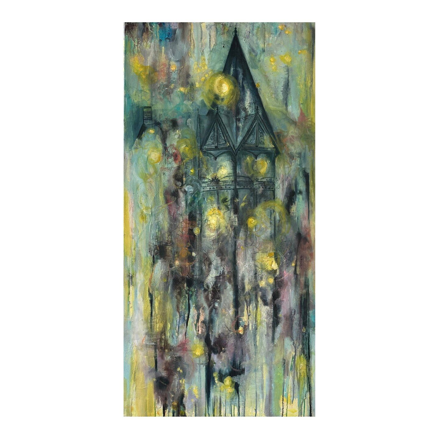 Tara Conway: &quot;Dark Ginger&quot;⁠
Oil and acrylic⁠
18 x 36&quot;⁠
2023⁠
⁠
&ldquo;Dark Ginger is my newest piece and in line with my other works that all incorporate architecture with memories and nostalgia. I find that it speaks for itself and em