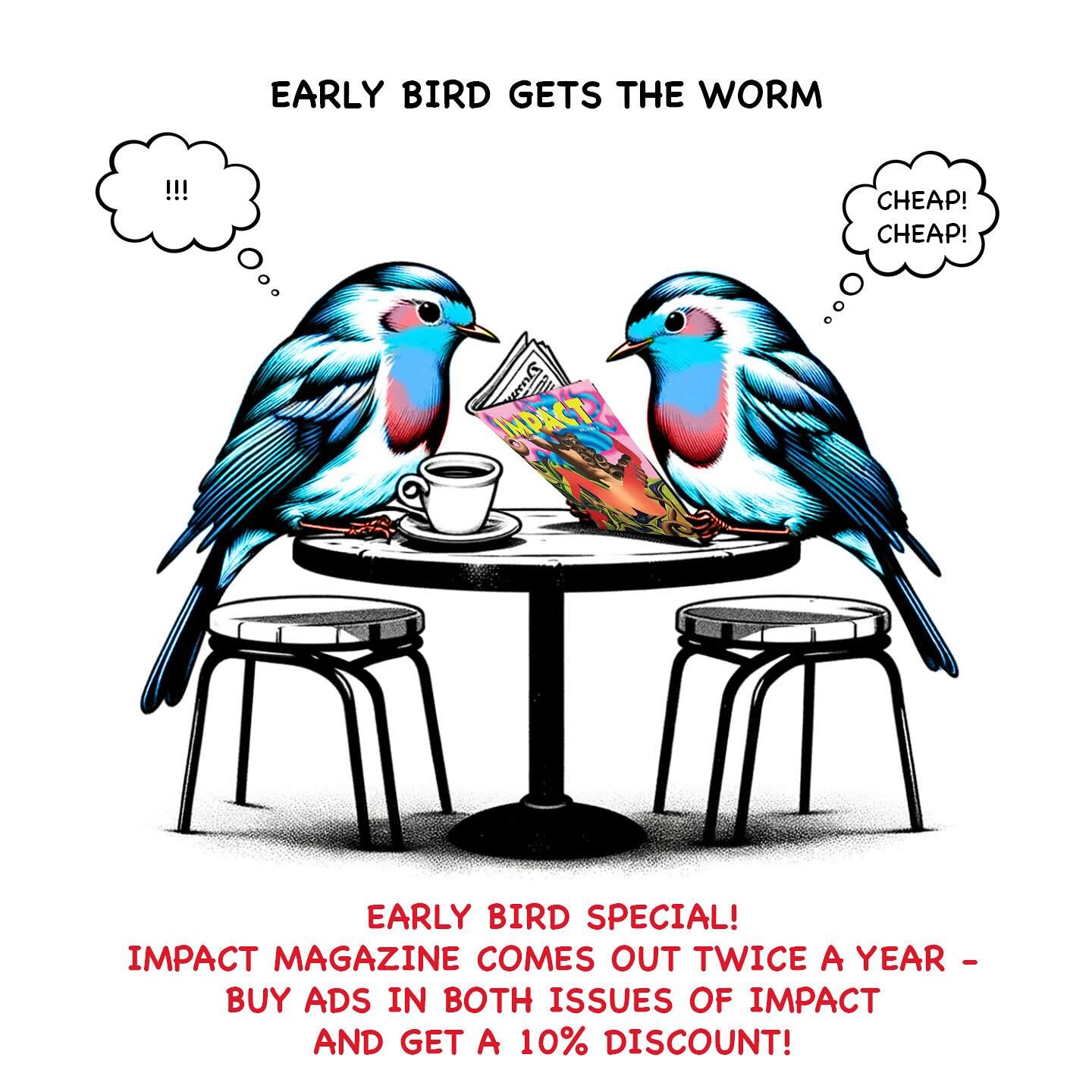 🌸🍁Early Bird Special @impact.magazine.sav

Limited time only: feature your business in both 2024 issues of IMPACT at a discounted rate!

Now through April 17th: Get 10% off when you purchase an ad in both the Spring and Fall 2024 issues of IMPACT A