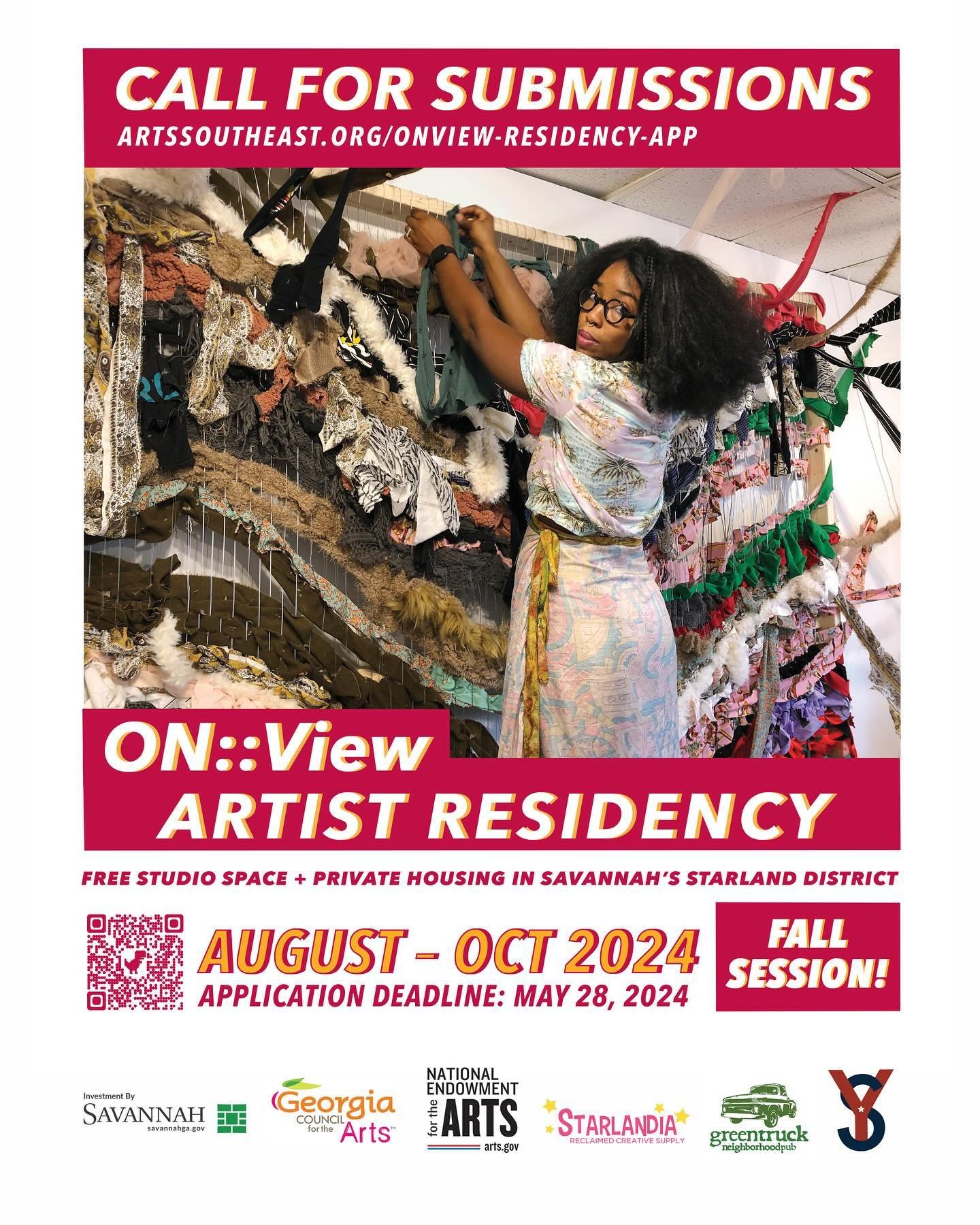 DEADLINE APPROACHING: ARTS Southeast is now accepting applications for August - October 2024 of the @onviewresidency Program!⁠
⁠
The ON::View Residency selection committee conducts two rounds of jurying, with the following schedule: ⁠
⁠
DEADLINE TO A