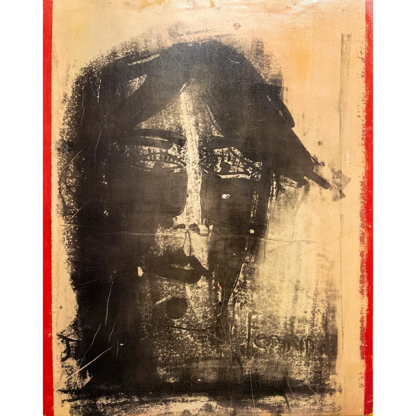 Debora Oden, &quot;Jesus Was My Boyfriend 1.&quot; Oil based paint pigment on paper, mounted with archival glue on wood, cold wax coating, 25.5 &times; 20.5 inches. ⁠
⁠
@deboden⁠
⁠
This work is currently On Display in &quot;Whistling in the Dark,&quo