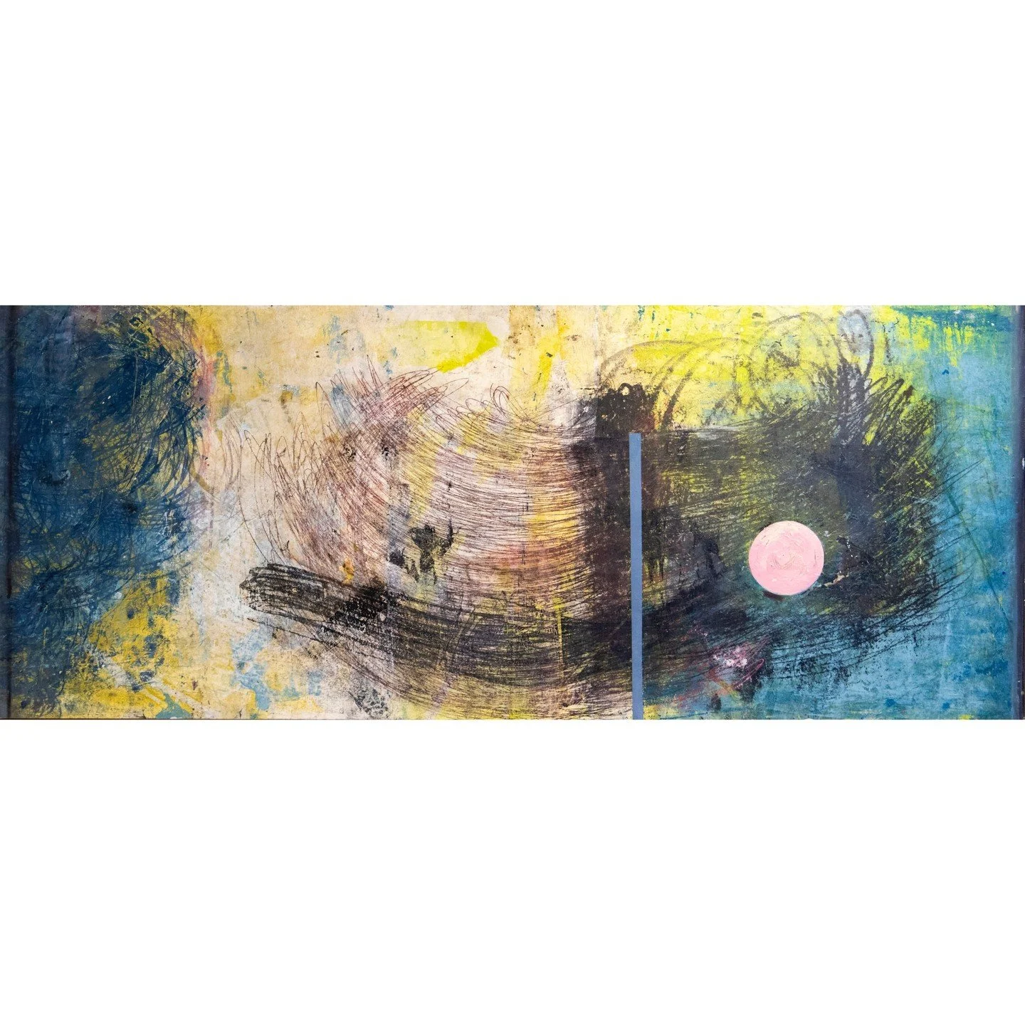 Debora Oden, &quot;Pong.&quot; Oil based paint pigment on paper, mounted with archival glue on wood cold wax coating, 73 &times; 31 inches. ⁠
⁠
@deboden⁠
⁠
FINAL DAYS! This work is currently On Display in &quot;Whistling in the Dark,&quot; a Solo Exh