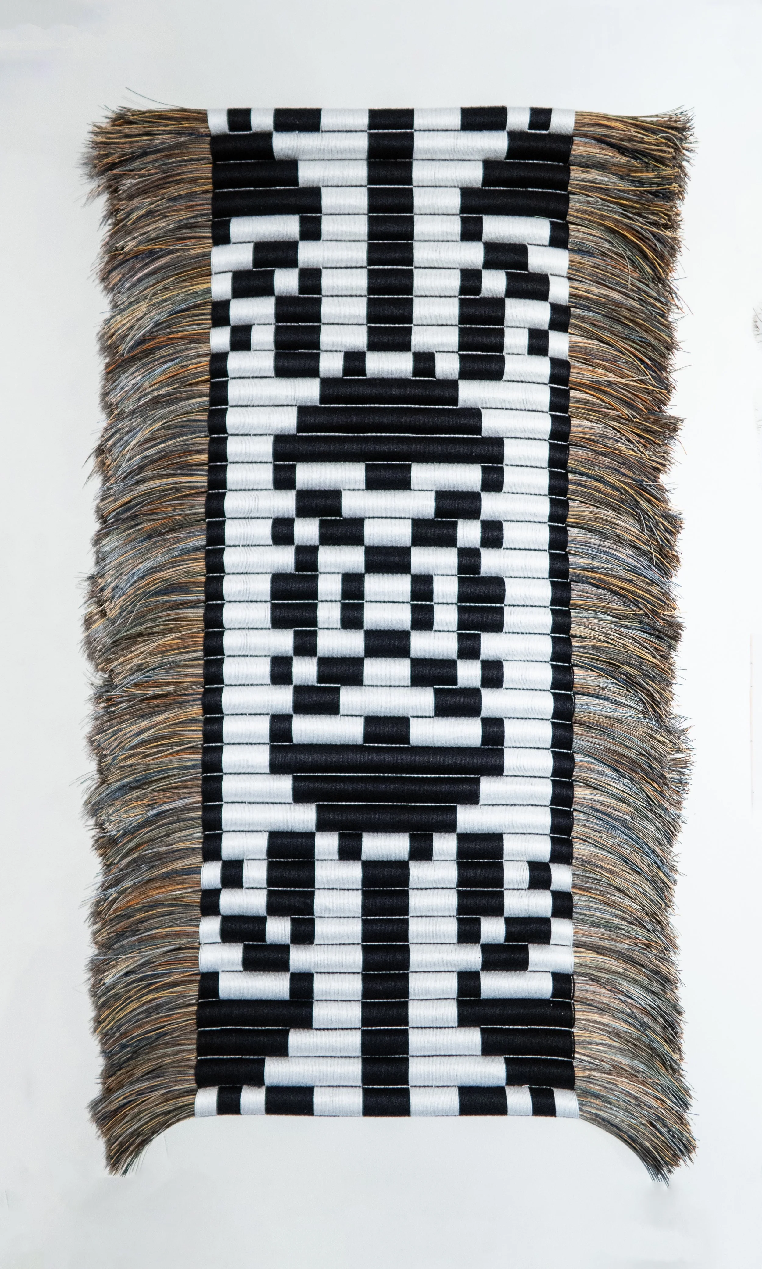  Eliza Bentz,   Expansive 001   (2025) Bamboo, plastic filament, 18 × 36 inches. NFS 