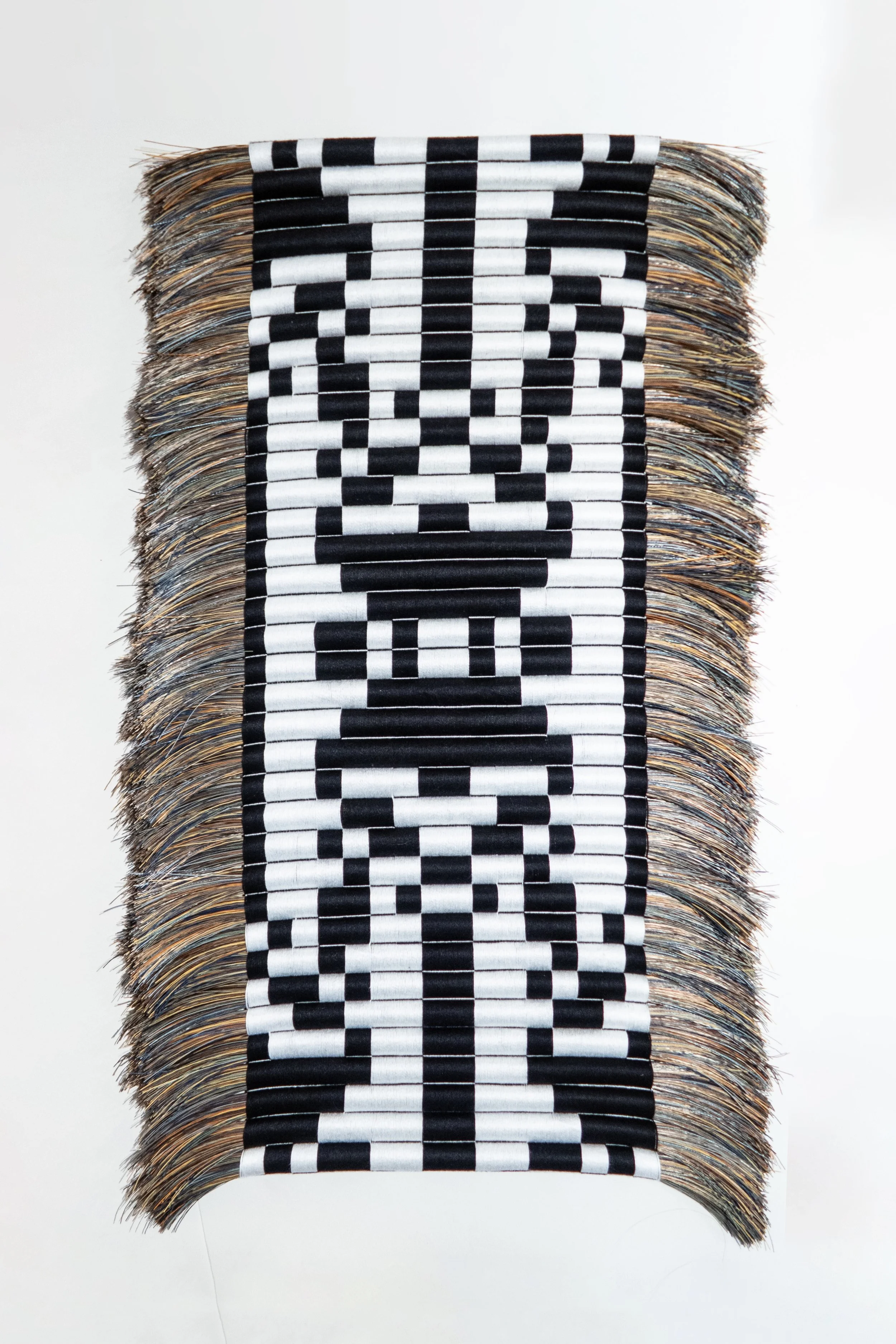  Eliza Bentz,   Expansive 002   (2025) Bamboo, plastic filament, 18 × 36 inches. NFS 