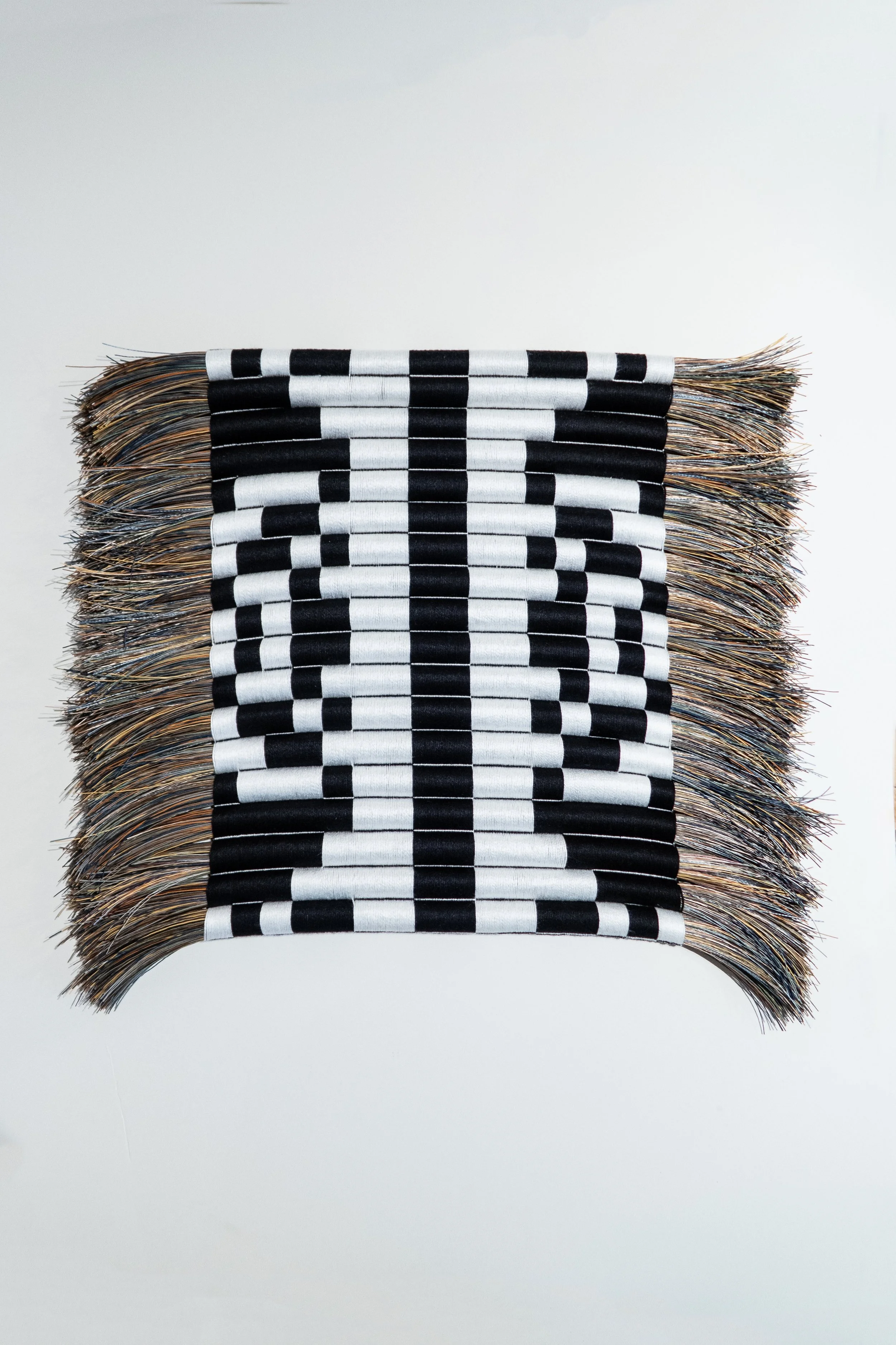  Eliza Bentz,   Expansive 004   (2025) Bamboo, plastic filament, 18 × 18 inches. NFS 