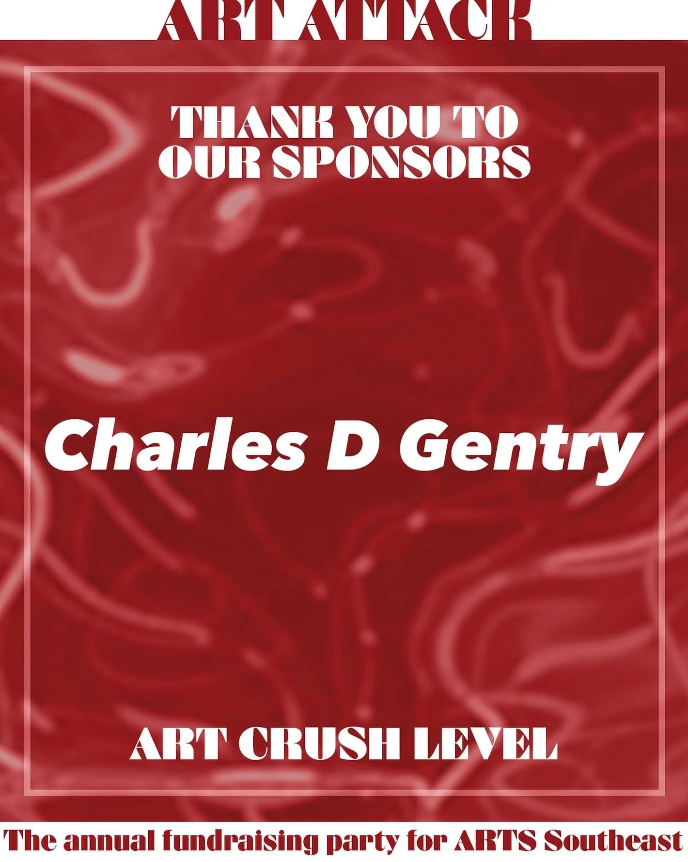 A huge thank you to our Art Attack Art Crush Level Sponsor, Charles D Gentry &mdash; thank you for all you do to support the arts in Savannah! 

ART ATTACK isn&rsquo;t your typical gala, it&rsquo;s a full-sensory celebration designed to excite, delig