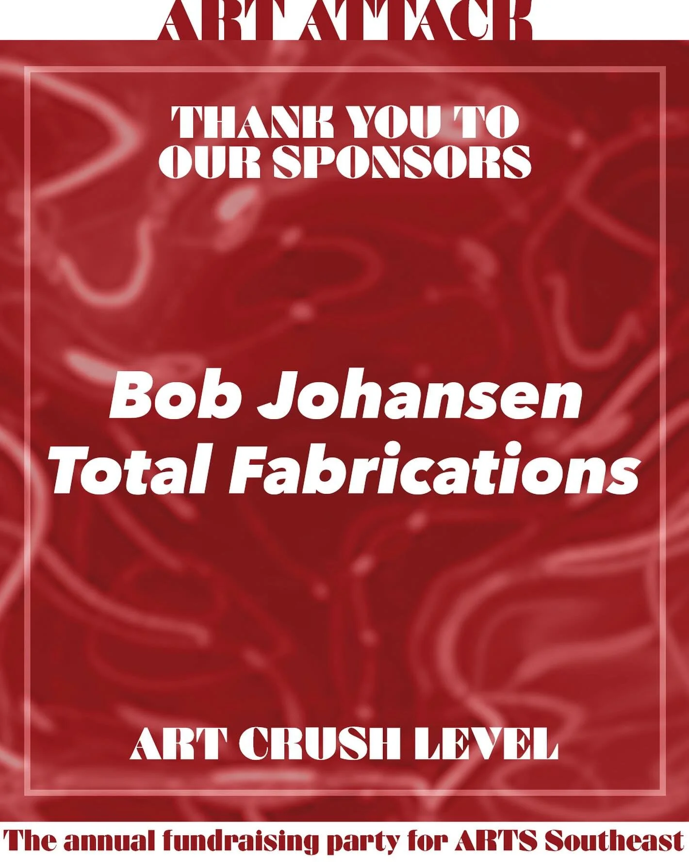 A huge thank you to our Art Attack Art Crush Level Sponsor, Bob Johansen and Total Fabrications &mdash; thank you for all you do to support the arts in Savannah! @thisistfab

ART ATTACK isn&rsquo;t your typical gala, it&rsquo;s a full-sensory celebra
