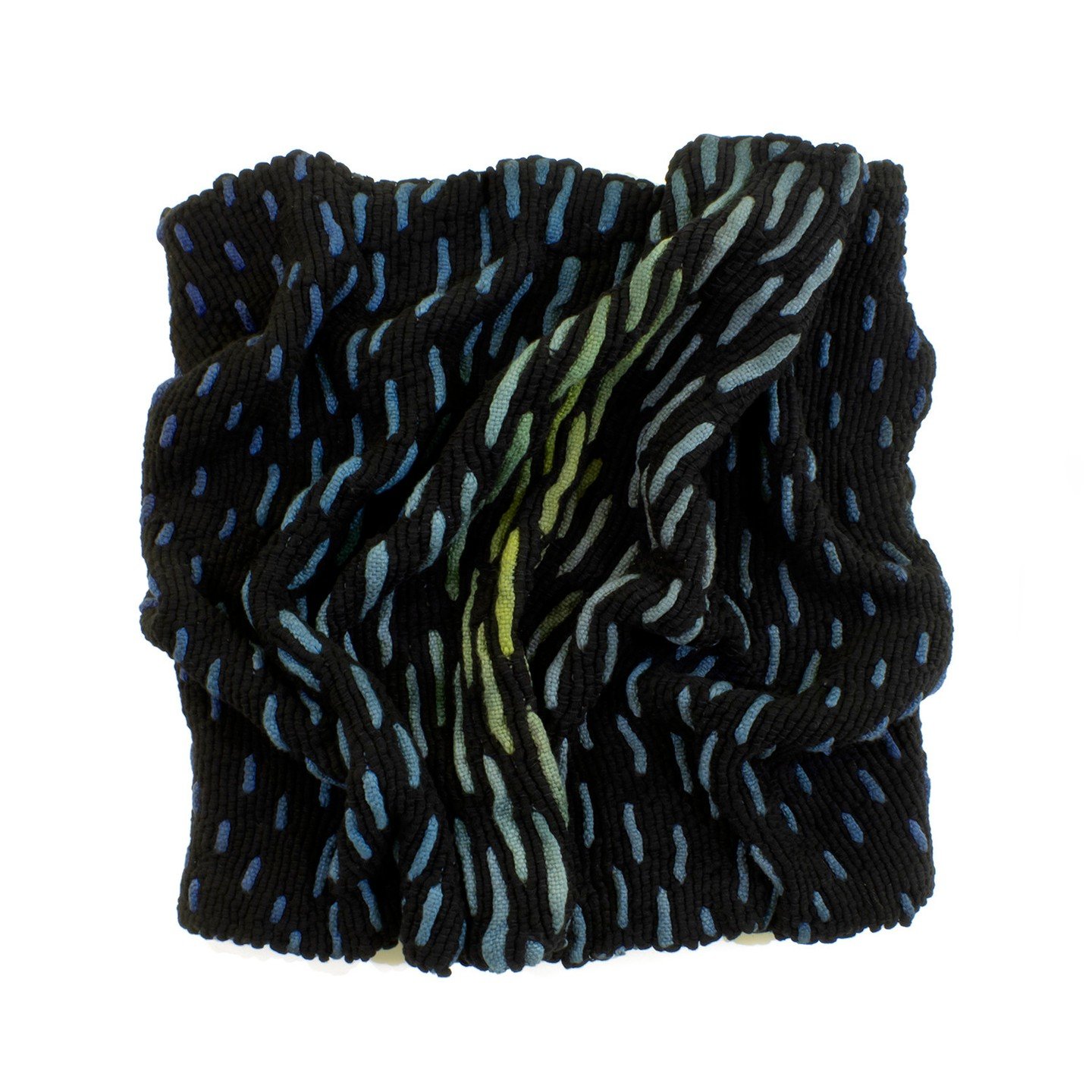 Jennifer Moss, "Texture and Gradient: Blue Green&rdquo;. Cotton and reactive dye mounted on canvas, 20 &times; 20 inches.⁠
⁠
@jenniferemoss⁠
⁠
On Display in &ldquo;Off the Wall,&rdquo; A Group Exhibition of small works featuring 30 supporters of