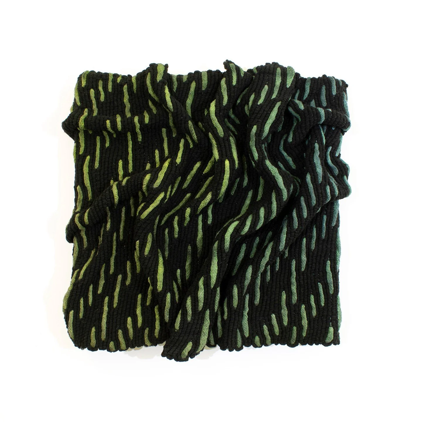 Jennifer Moss, "Texture and Gradient: Green&rdquo;. Cotton and reactive dye mounted on canvas, 20 &times; 20 inches.⁠
⁠
@jenniferemoss⁠
⁠
On Display in &ldquo;Off the Wall,&rdquo; A Group Exhibition of small works featuring 30 supporters of Arts