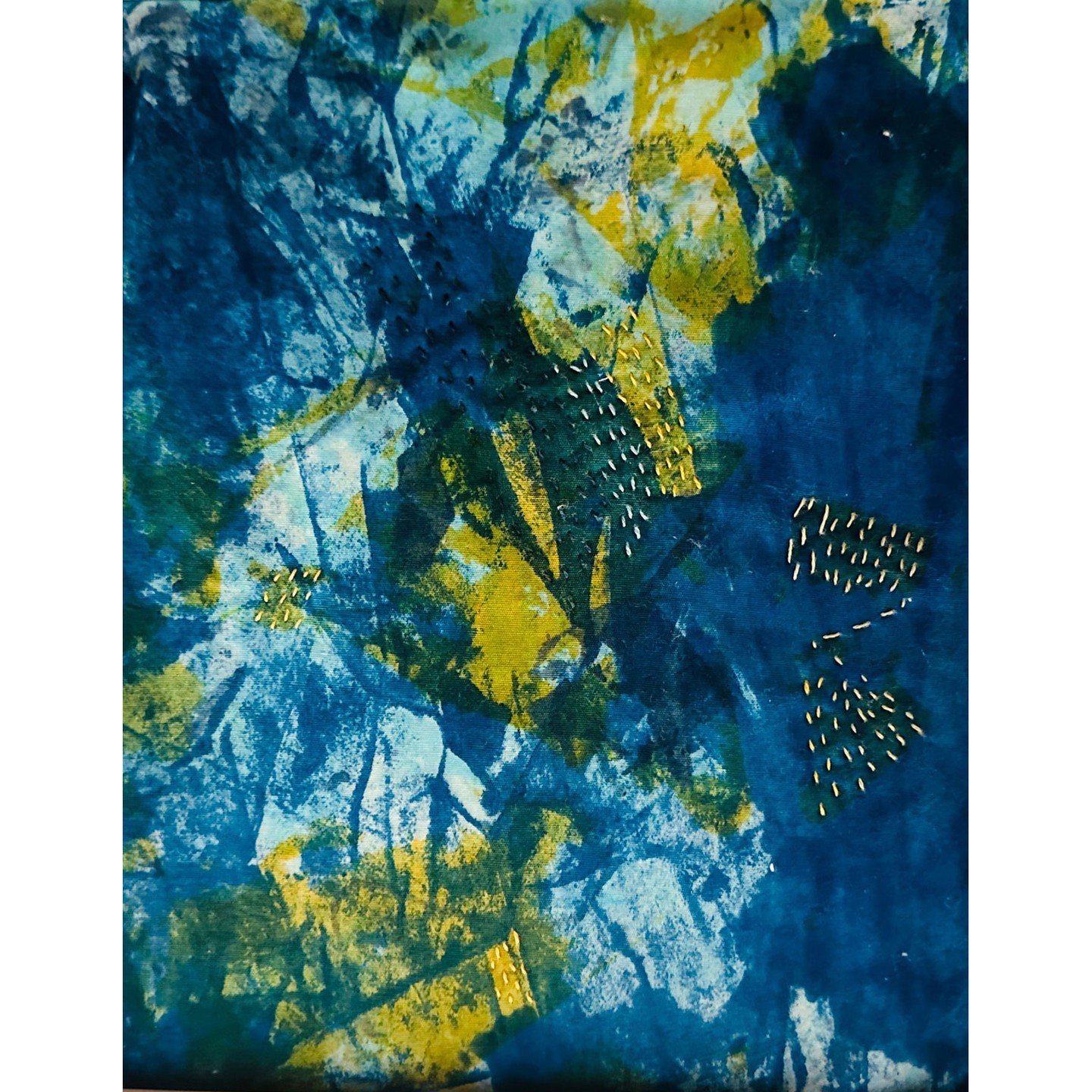 Sheryl St. Germain, "I Am Blue 4". Fiber, 9.25 &times; 11.25 &times; 2 inches.⁠
⁠
@sherylsaintgermain⁠
⁠
LAST CHANCE! On Display in &ldquo;Off the Wall,&rdquo; A Group Exhibition of small works featuring 30 supporters of Arts Southeast, in 