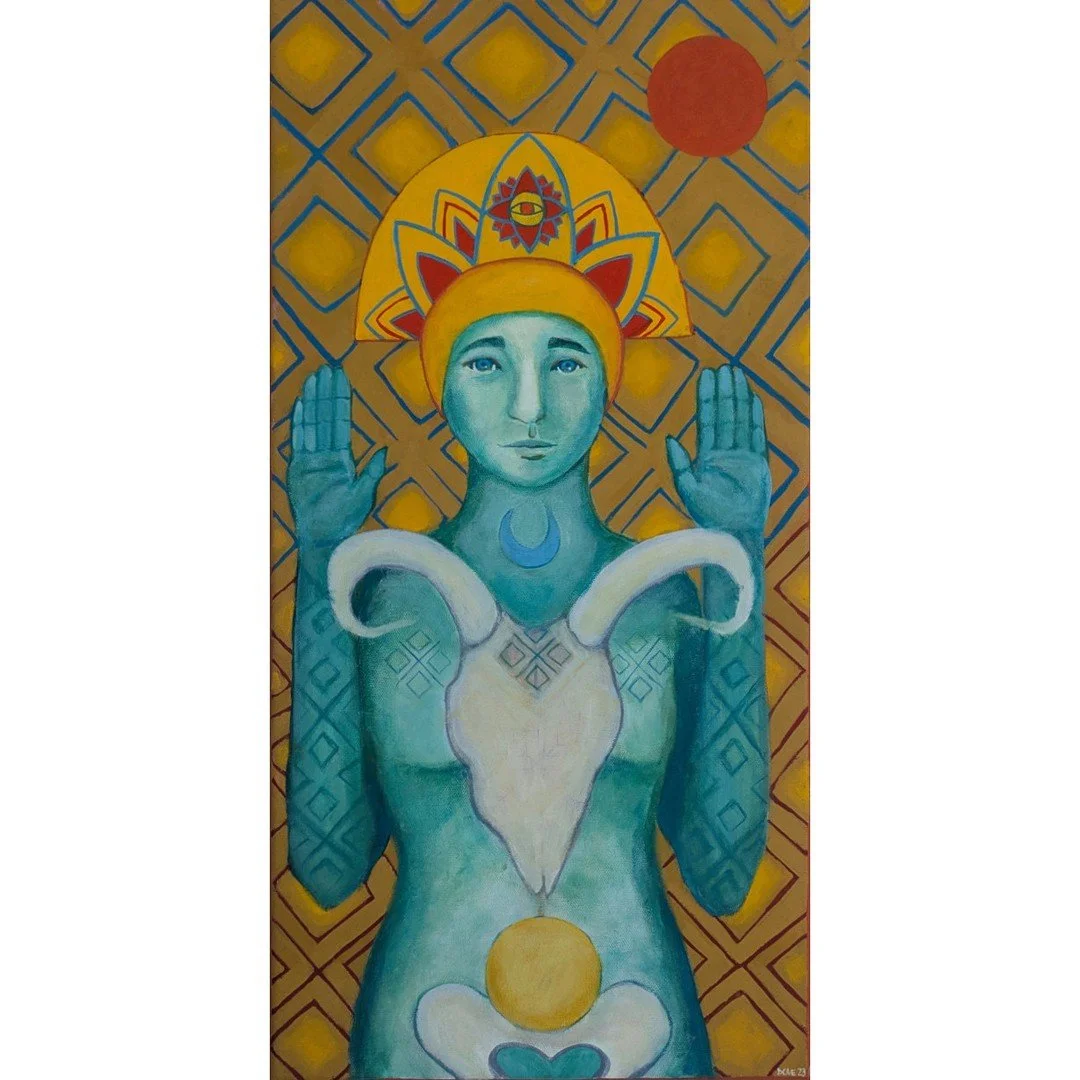 Isak Dove, "Initiate of Mokosh⁠". Acryla-Gouache on Canvas, 12 x 24 inches, 2023.⁠
⁠
@isak_dove⁠
⁠
On Display in &ldquo;Where We've Been, Where We Go,&rdquo; a Spring Supporter Exhibition on display in The Supporter Gallery at ARTS Southeas