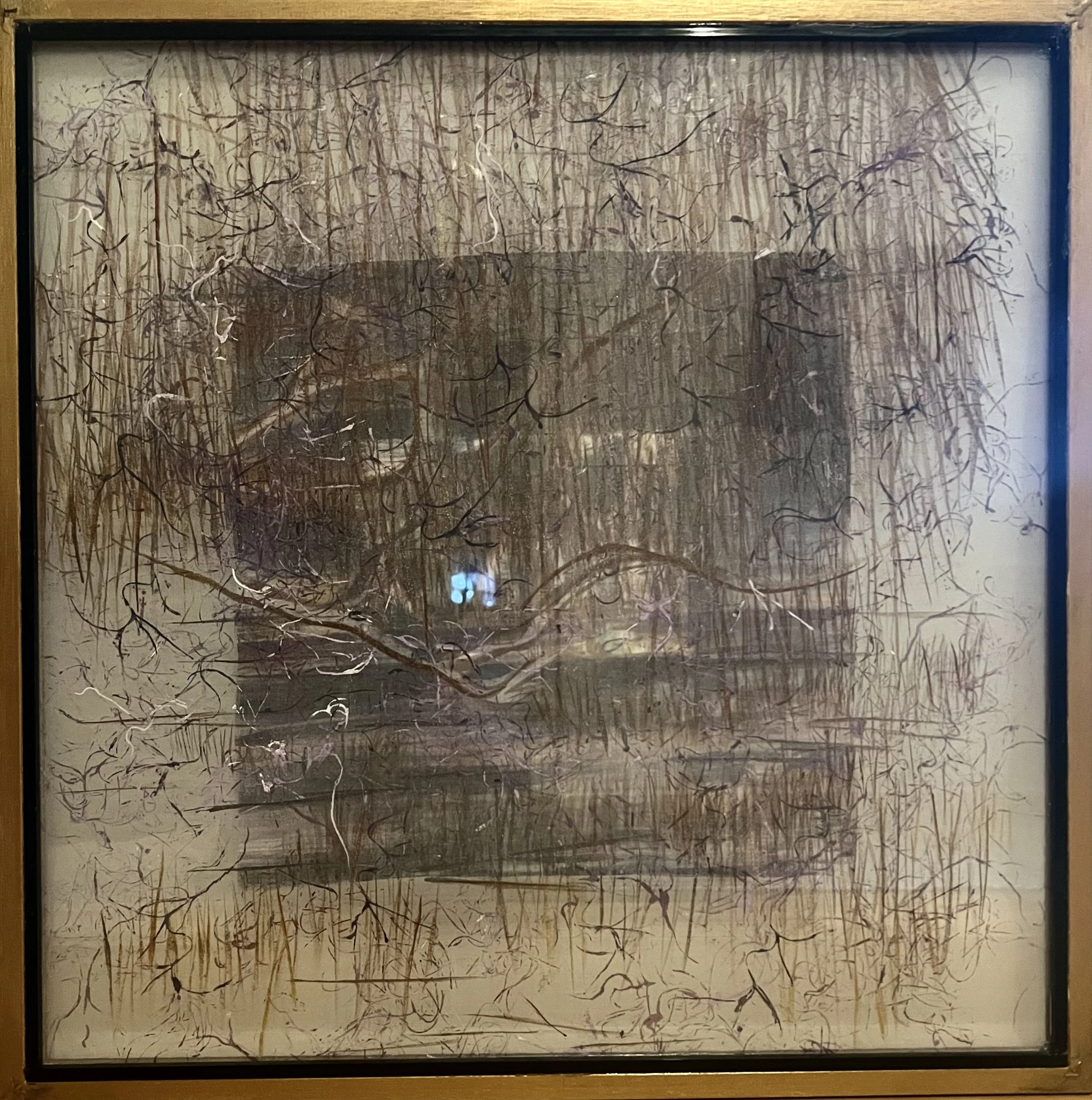  Cynthia Male, “Savannah Not Live Oak,” 1999. Dyes, pigment on silk habutai and silk chiffon, Spanish moss, 20 × 20 inches.  