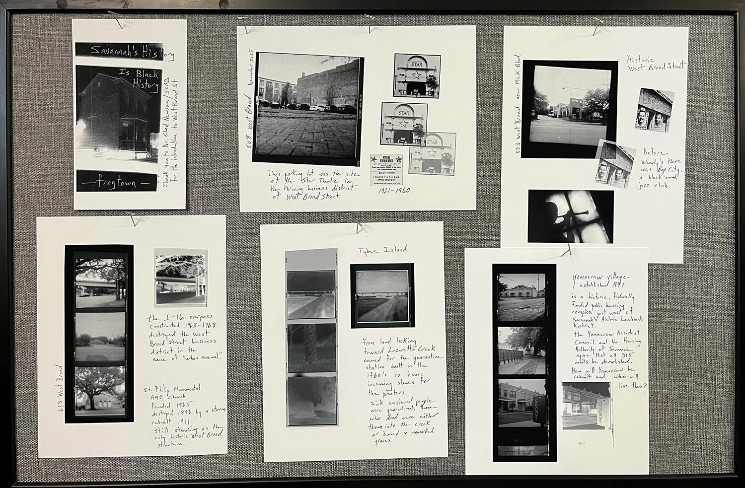 Jackie Black, “Savannah’s History is Black History,” 2026.&nbsp;Film negatives printed with digital inks, 23.5 × 35.5 inches.  