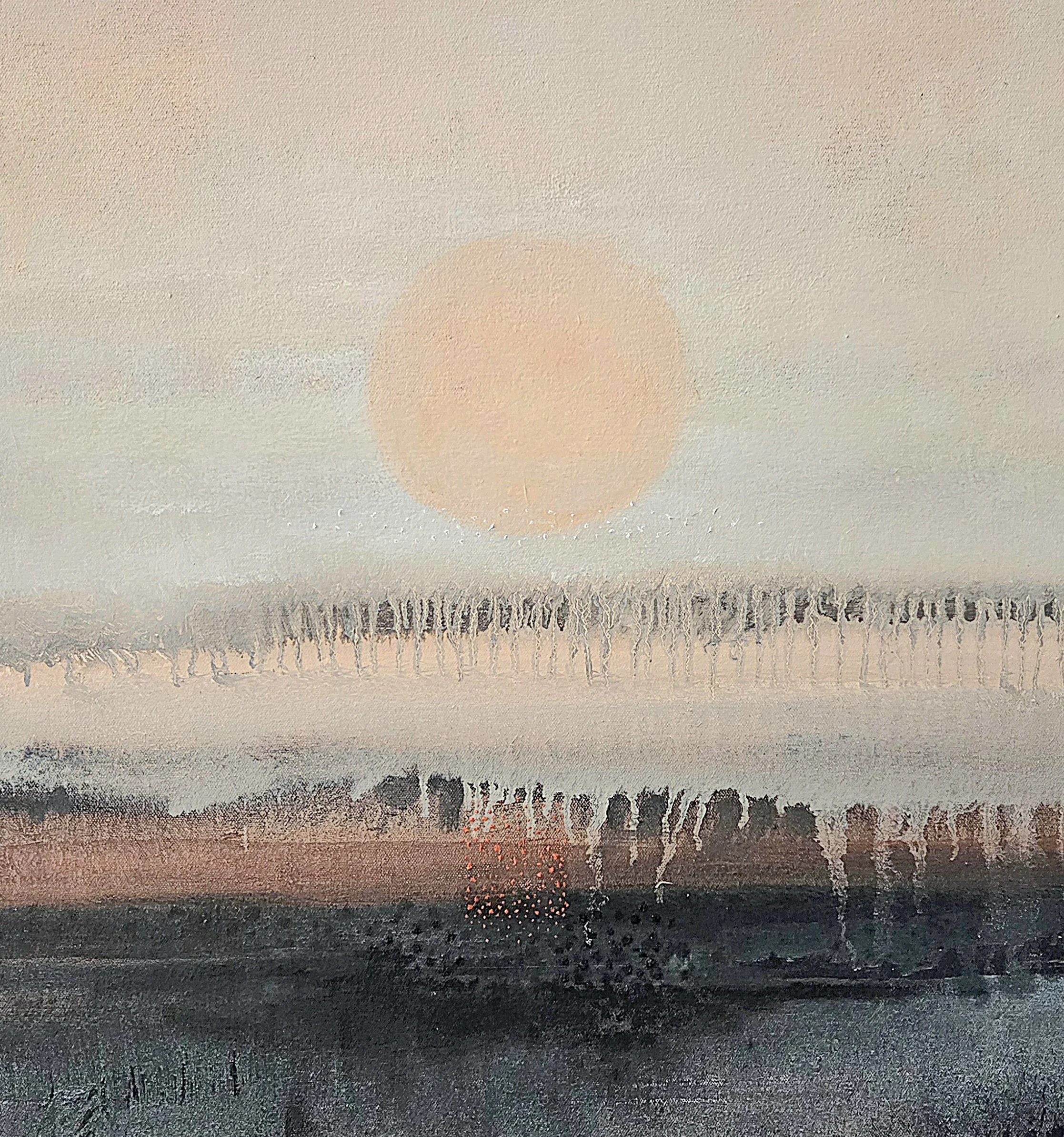  Marsha Lieberman, “Wayfinding 15,” 2025. Oil on canvas, 24 × 24 inches.  