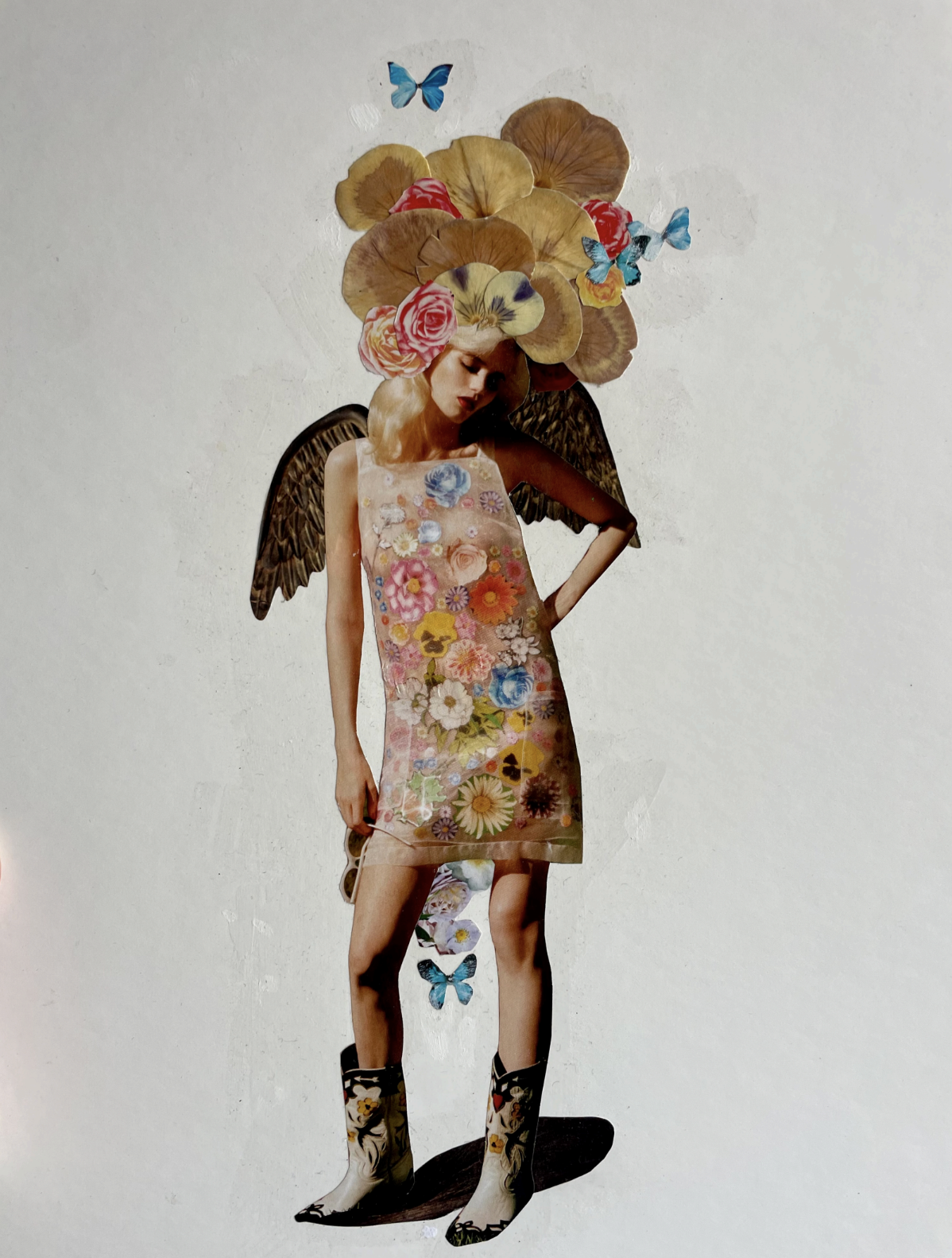  Rebecca Braziel, “Young Mother,” 2011. Magazine and flower collage 13.25 x 17.25 inches.  