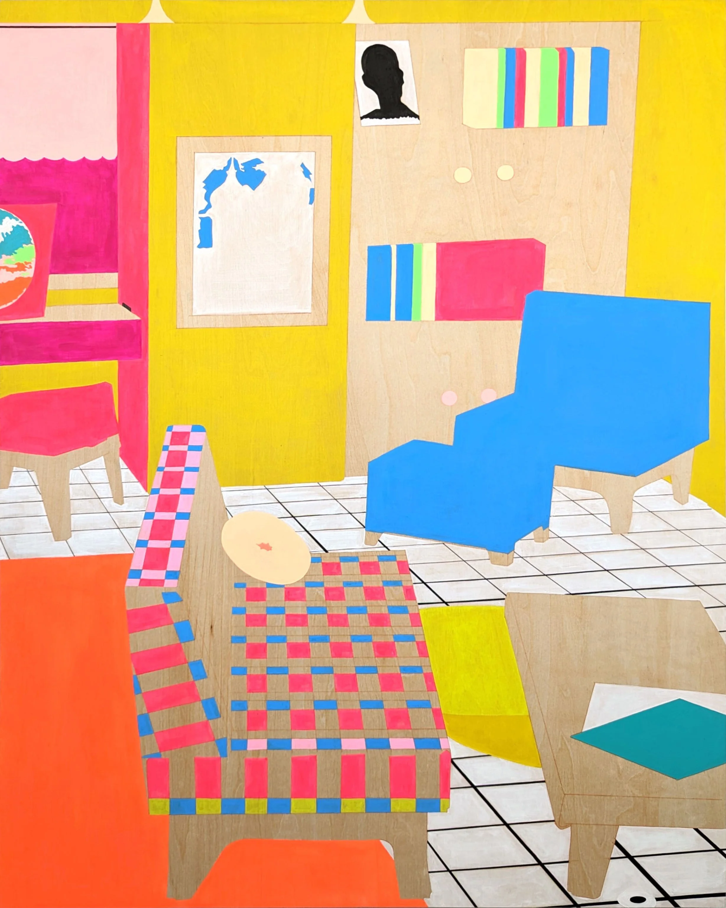  Joanna Silver, “Outside the Box,” 2023. Acrylic Gouache on Panel, 24 x 36 inches. 