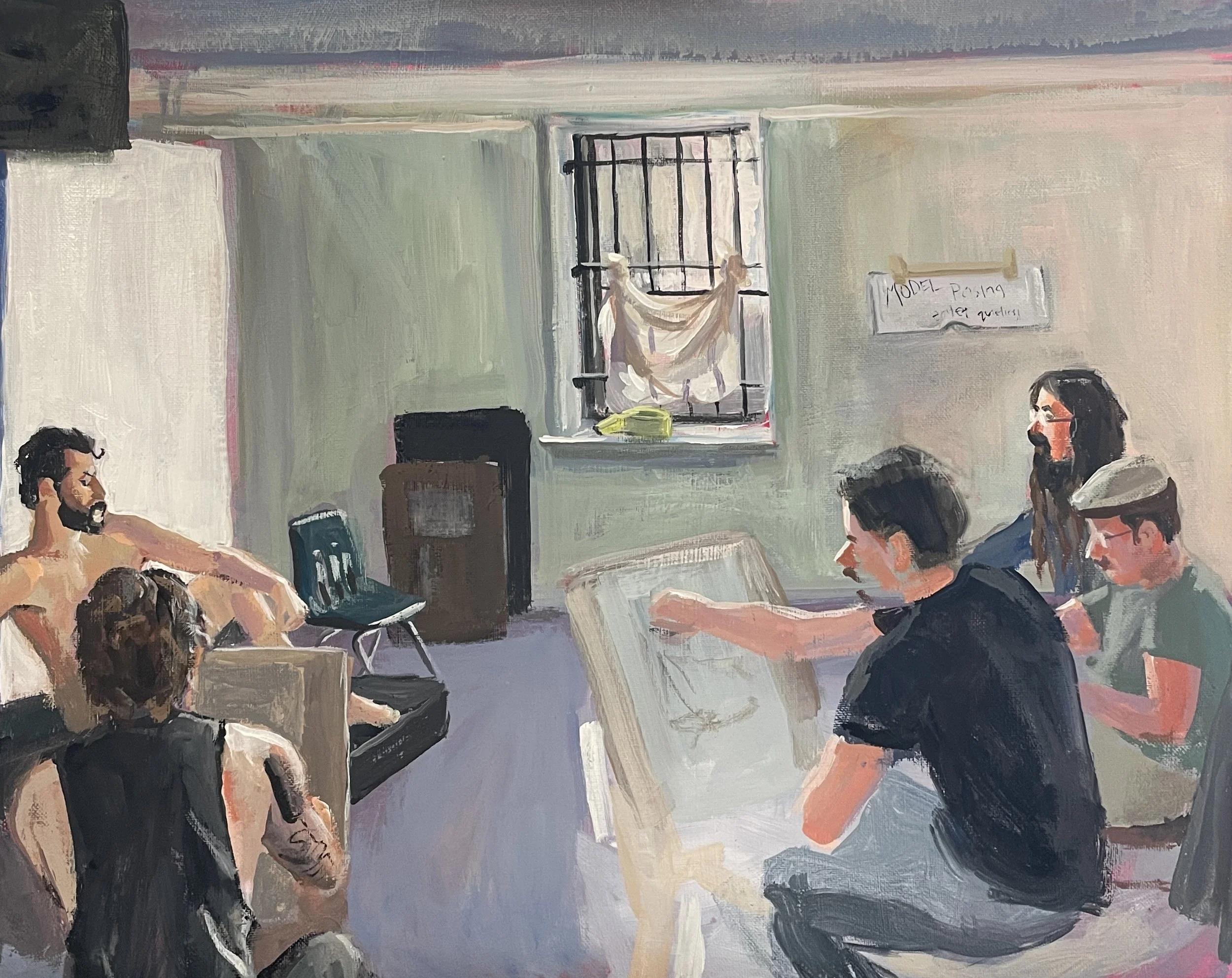  Adrienne Berkland, “Savannah Open Model,” 2025. Acrylic, 16 × 20 inches.  