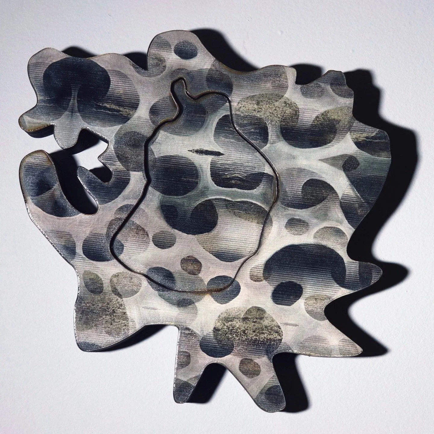 Hannah Keats, "Mesh". Laser cut lenticular print on wood panel, 9.5 x 9.5 x 3 inches, 2025⁠
⁠
⁠
@hannah_keats⁠
⁠
On Display in &ldquo;Where We've Been, Where We Go,&rdquo; a Spring Supporter Exhibition on display in The Supporter Gallery at