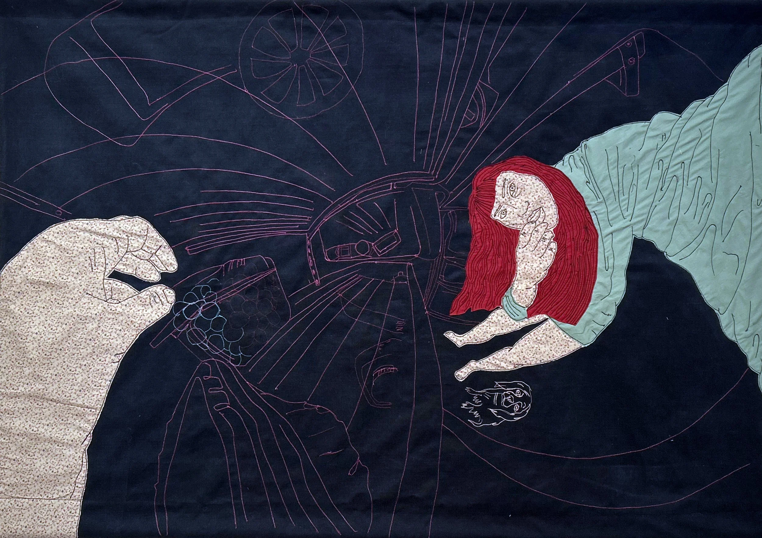  Ainaz Alipour, “What I Have Not Chosen,” 2025. Textile, 56 x 41 Inches.  