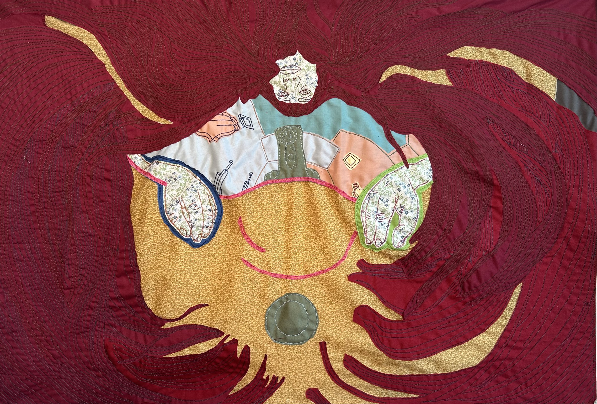  Ainaz Alipour, “All Over Again,” 2025. Textile, 32 x 23 Inches.  