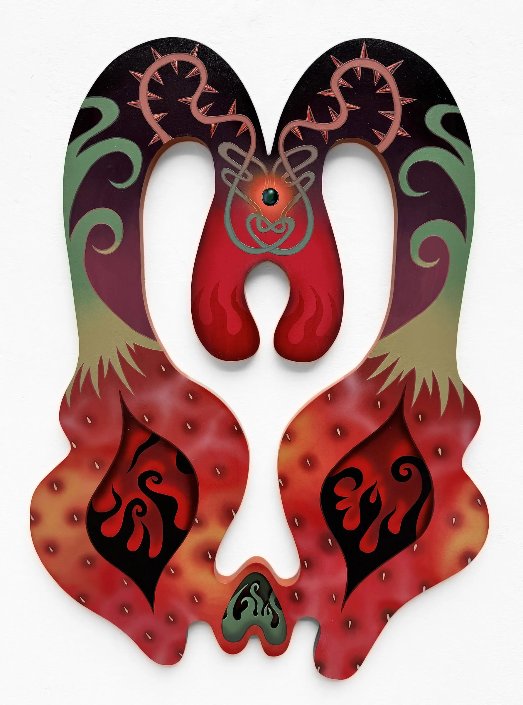  Jana Marie Cariddi, “Latent Force,” 2023. Acrylic, flashe and oil on custom wood panel, 30 x 18 inches. 