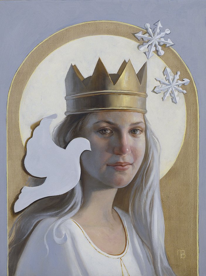  Melinda Borysevicz,  “Madonna della Neve (Our Lady of the Snow).” Oil on linen, 16 x 12 inches.  