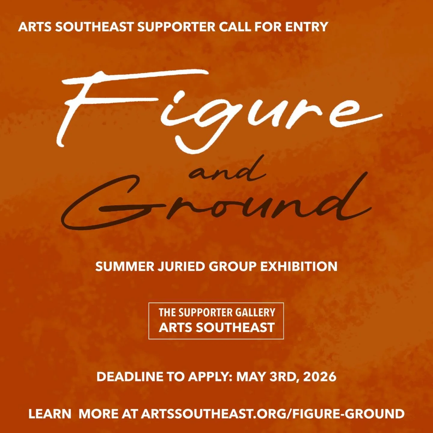 ARTS Southeast is excited to announce our next Supporter Call for Entry: &ldquo;Figure and Ground&rdquo; 

🗓️ DEADLINE TO APPLY: Sunday, May 3rd, at 11:59PM

The human figure has been a subject for artists for thousands of years, grounding us in who