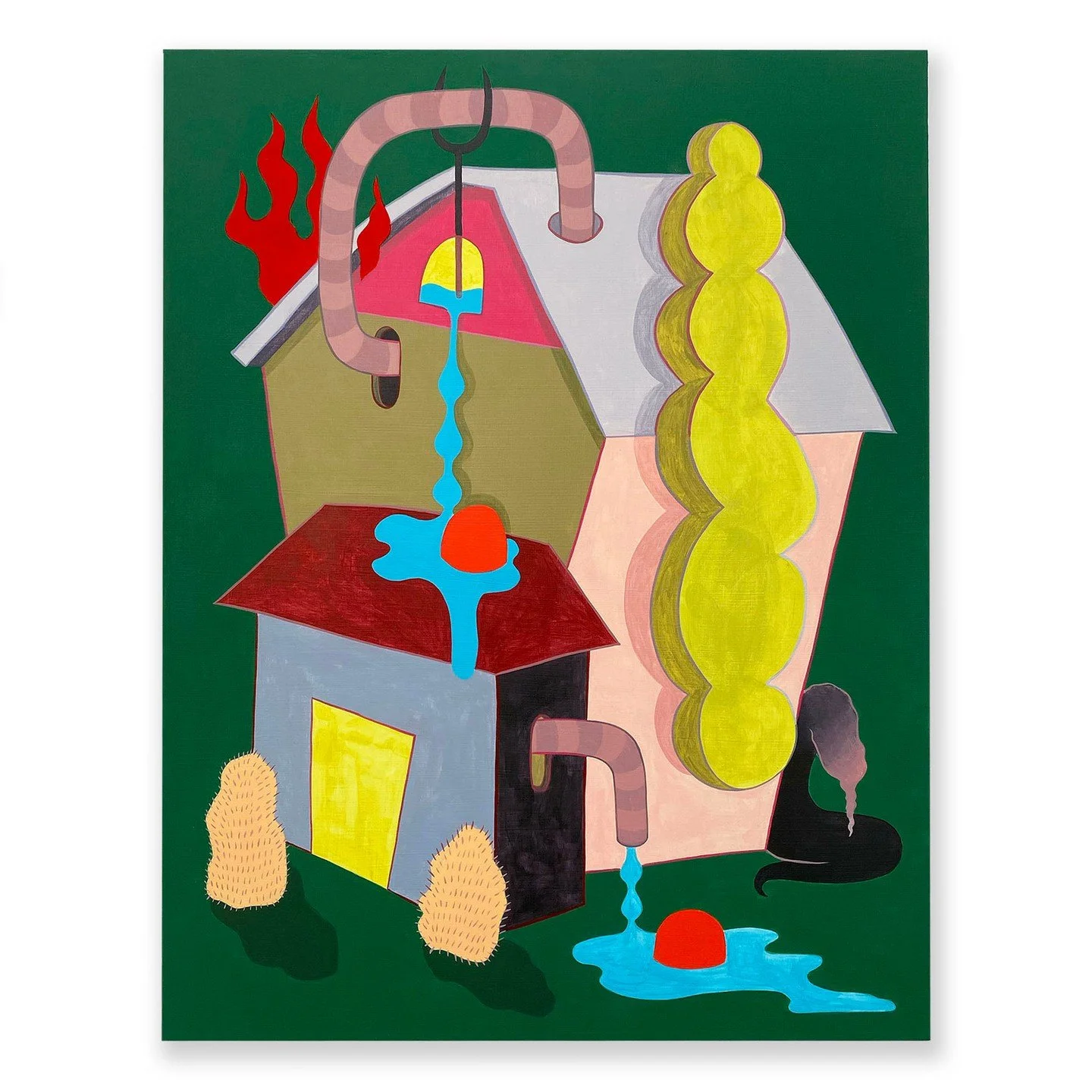 Jana Marie Cariddi, "Inside and In Flames". Acrylic, flashe, flocking and pumice on wood panel⁠, 14 x 18 inches⁠.⁠
⁠
@janamariecariddi⁠
⁠
On Display in &ldquo;ON::VIEW REVUE,&rdquo; featuring the work of ARTS Southeasts&rsquo;s 2025 ON::Vie