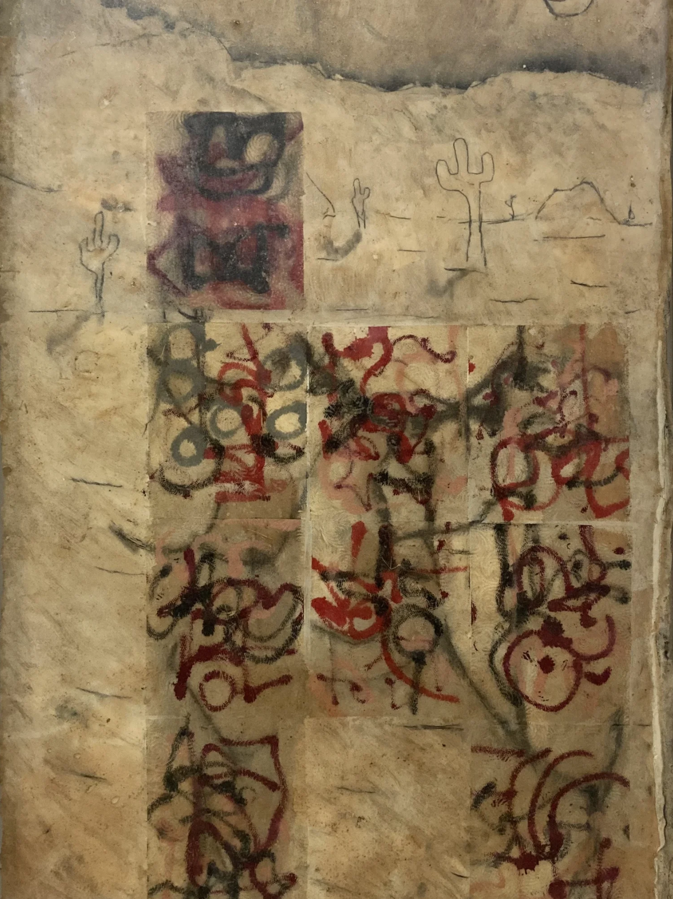    untitled (desert moon)   (2004) Fiberglass, paper towels, oil stick, graphite, atomized pigment. 63 x 40 inches 