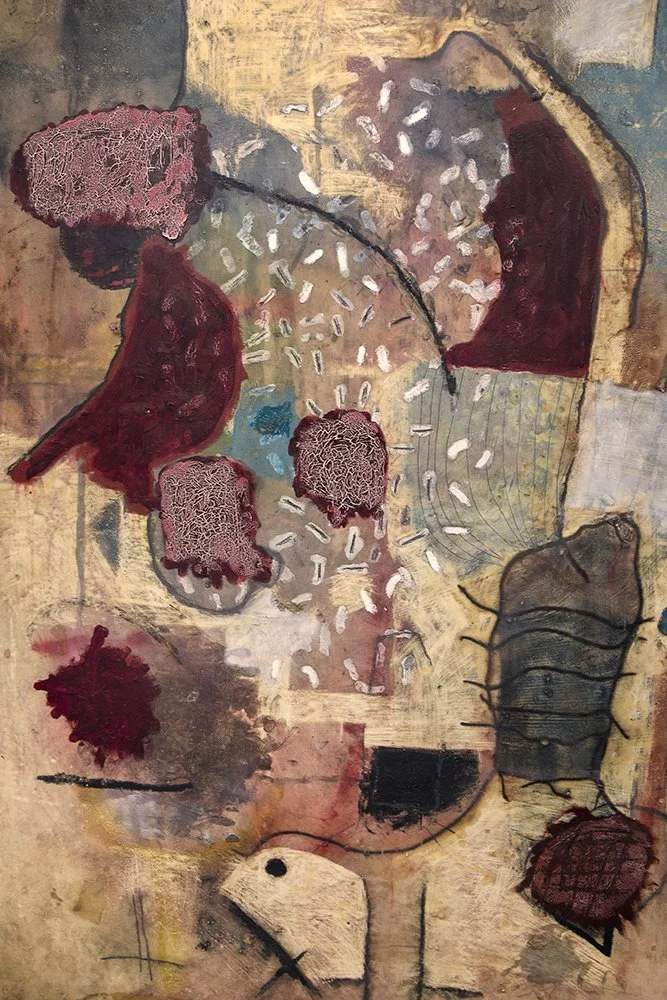    untitled (red, blue, black)   (1999) fiberglass, oil and oil stick. 63 × 48 inches 