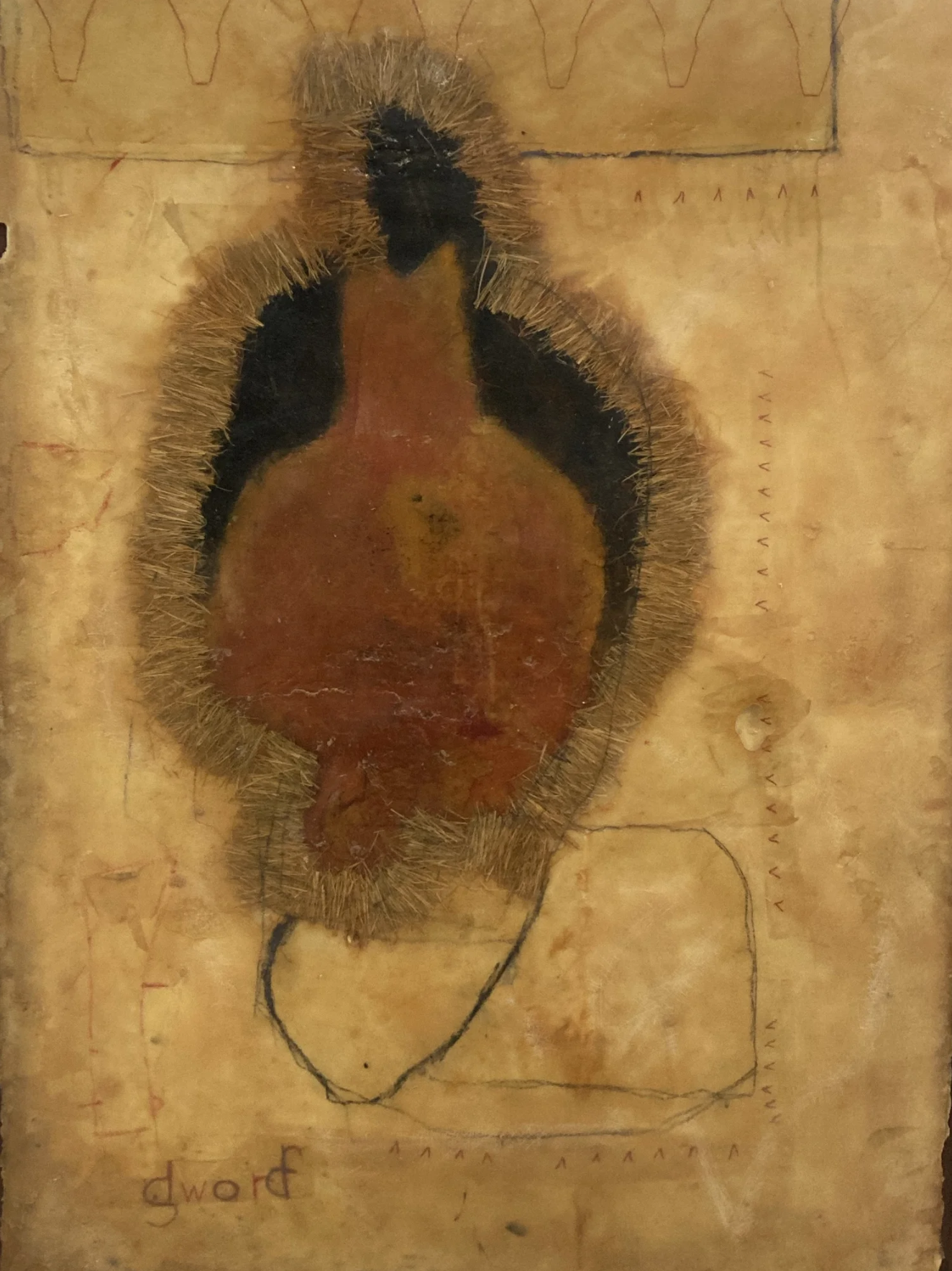    dwarf/sword   (1999) Fiberglass, hay, yarn, oil. 53 × 39 inches 