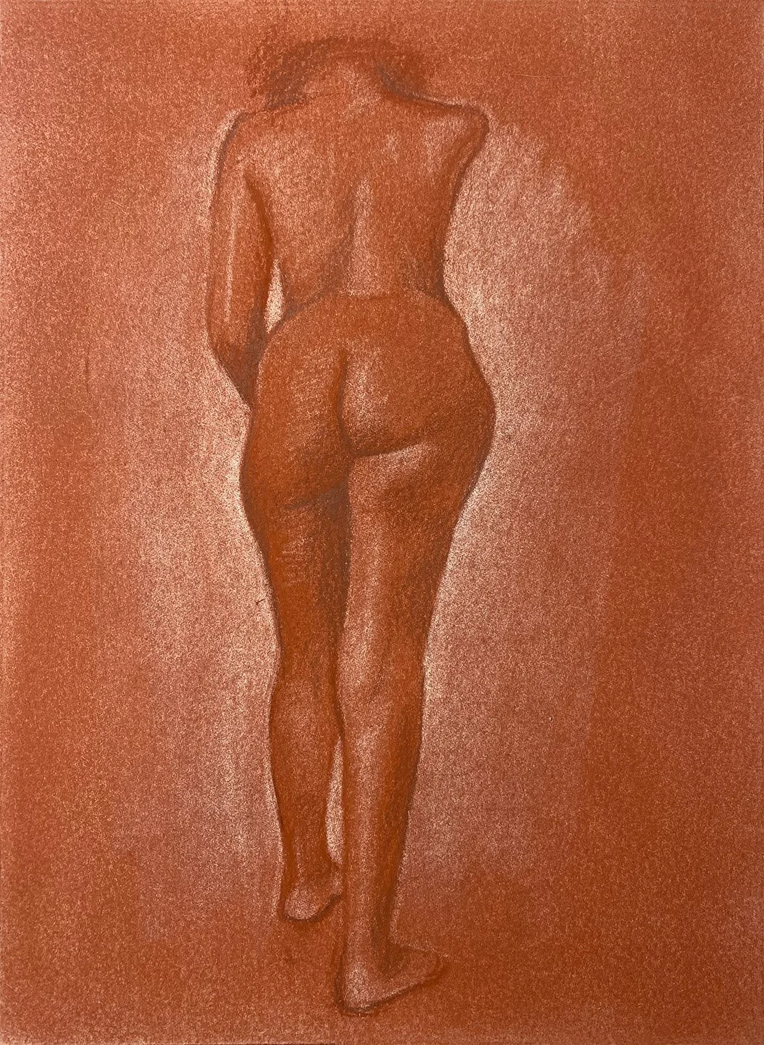  Alison Horner,   Figure Study in Sanguine   (2026) Sanguine chalk on paper, 9.5 x 12.5 inches 