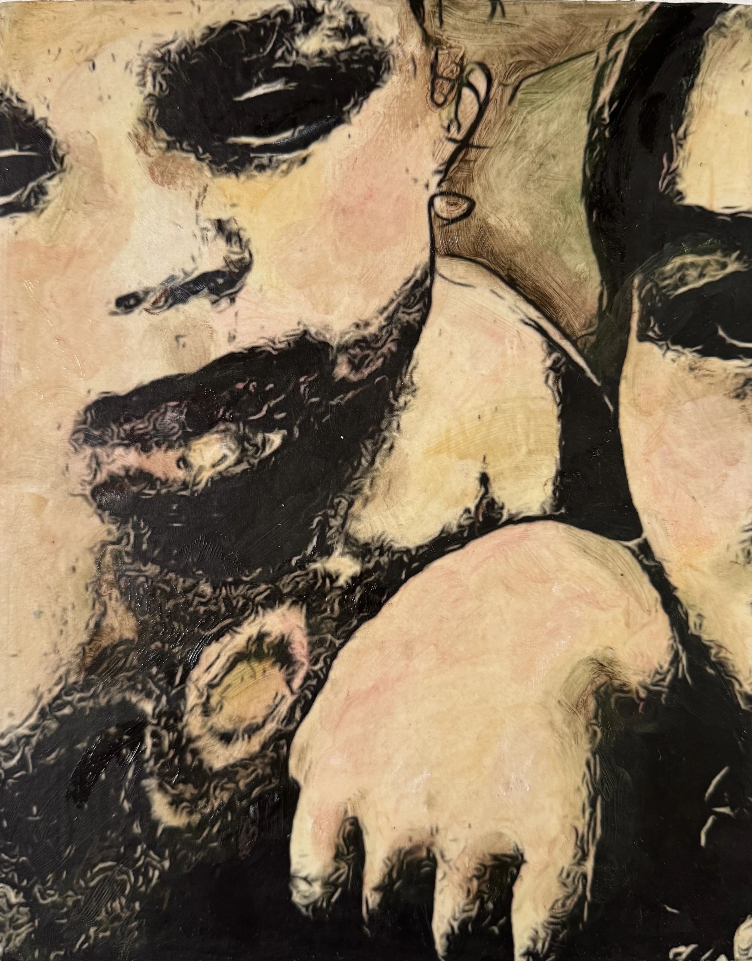  Carmela Aliffi,   Liza Jane     (2026) Original digital photography, oil sticks, cold wax on wood panel, 8 x 10 inches 