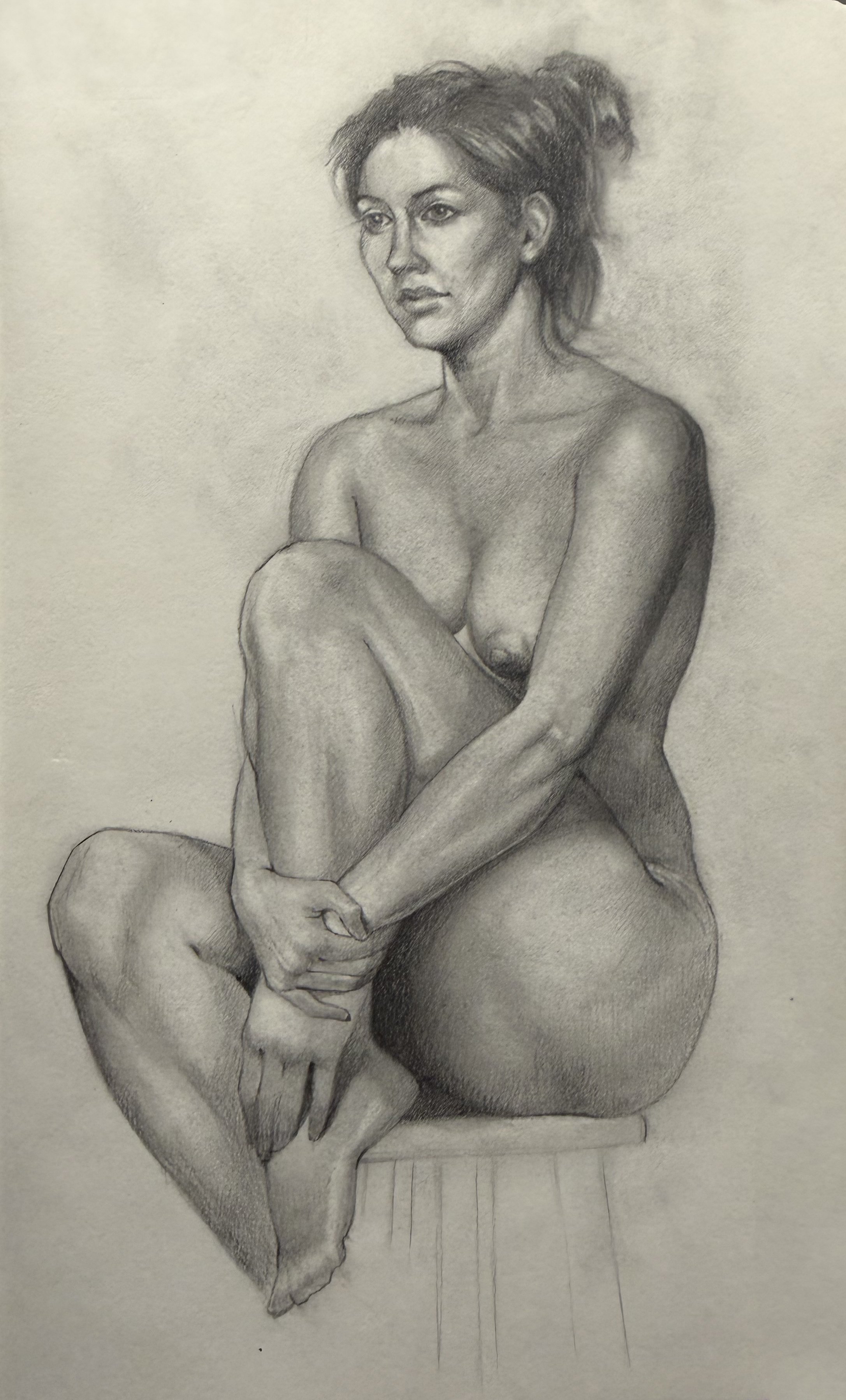  Ashutosh Rokade,   Figure in Repose   (2025) Graphite on paper, 12.5 × 10.5 inches 