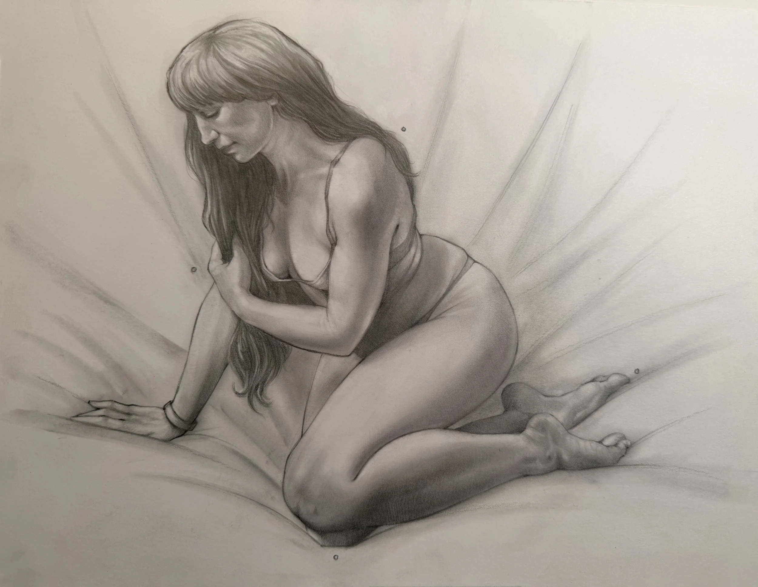  Ashutosh Rokade,   Reclining Figure   (2026) Graphite on paper, 12.5 × 15.5 inches 