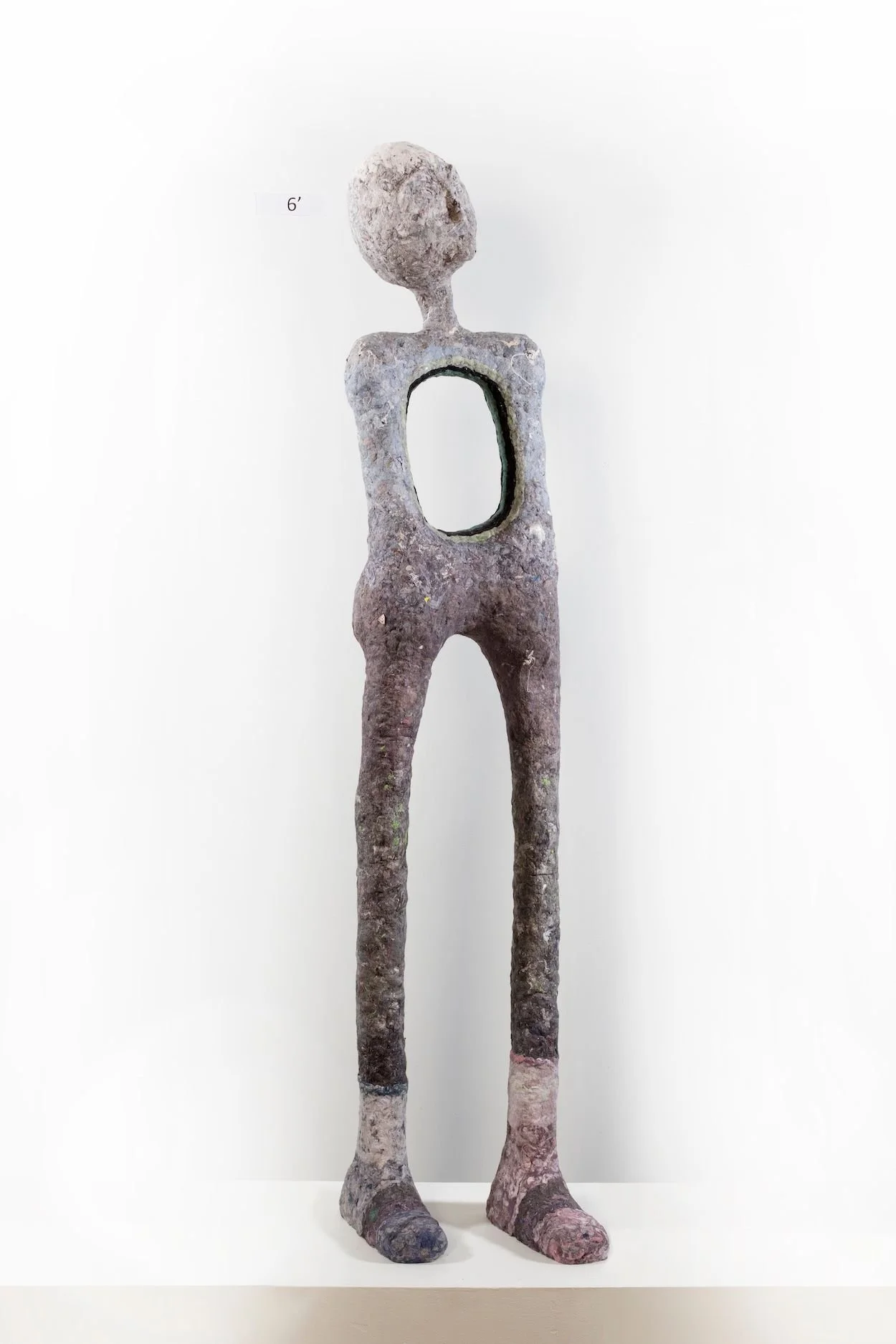  Cheryl Capezzuti,  Bipedal, Heroic I,  2021. 78 x 18 x 14 inches, Residential dryer lint collected in Short Hills, MJ.  