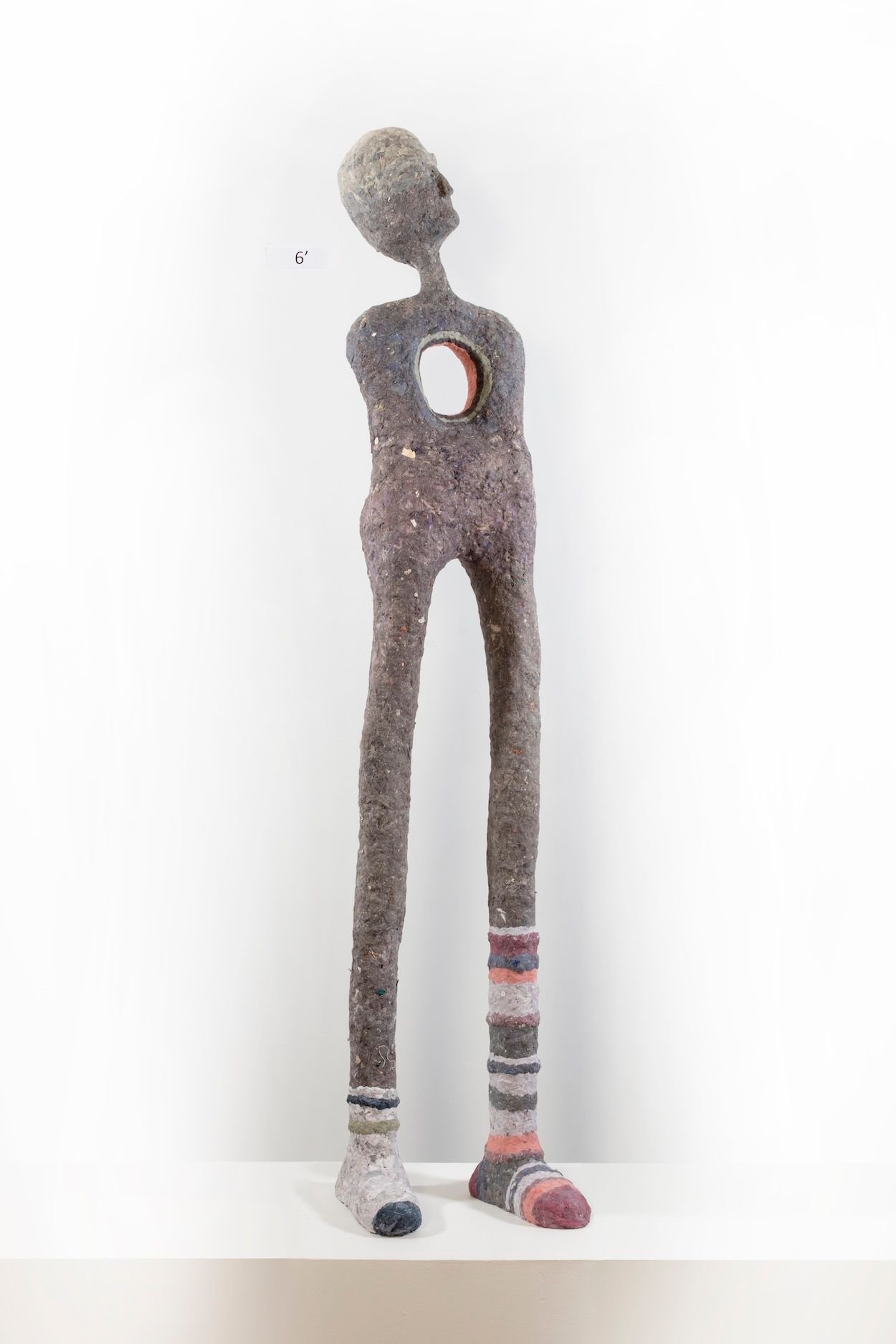  Cheryl Capezzuti,  Bipedal, Heroic II,  2021. 84 x 14 x 17 inches, Residential Dryer Lint collected in my neighborhood.  