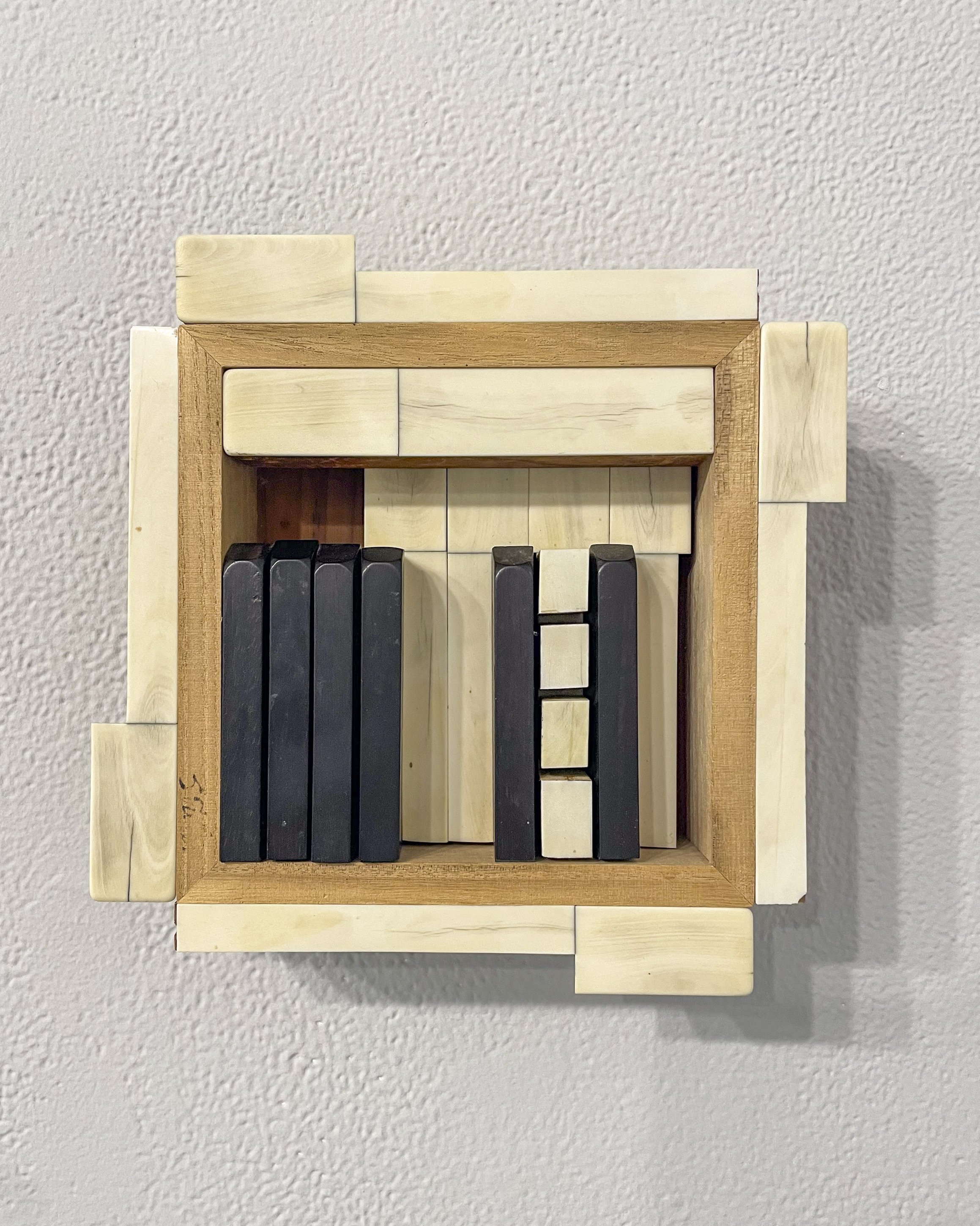  Susan Fuller,  Added Notes , 2024. 7.5 x 7.5 x 2 inches, Piano keys.  