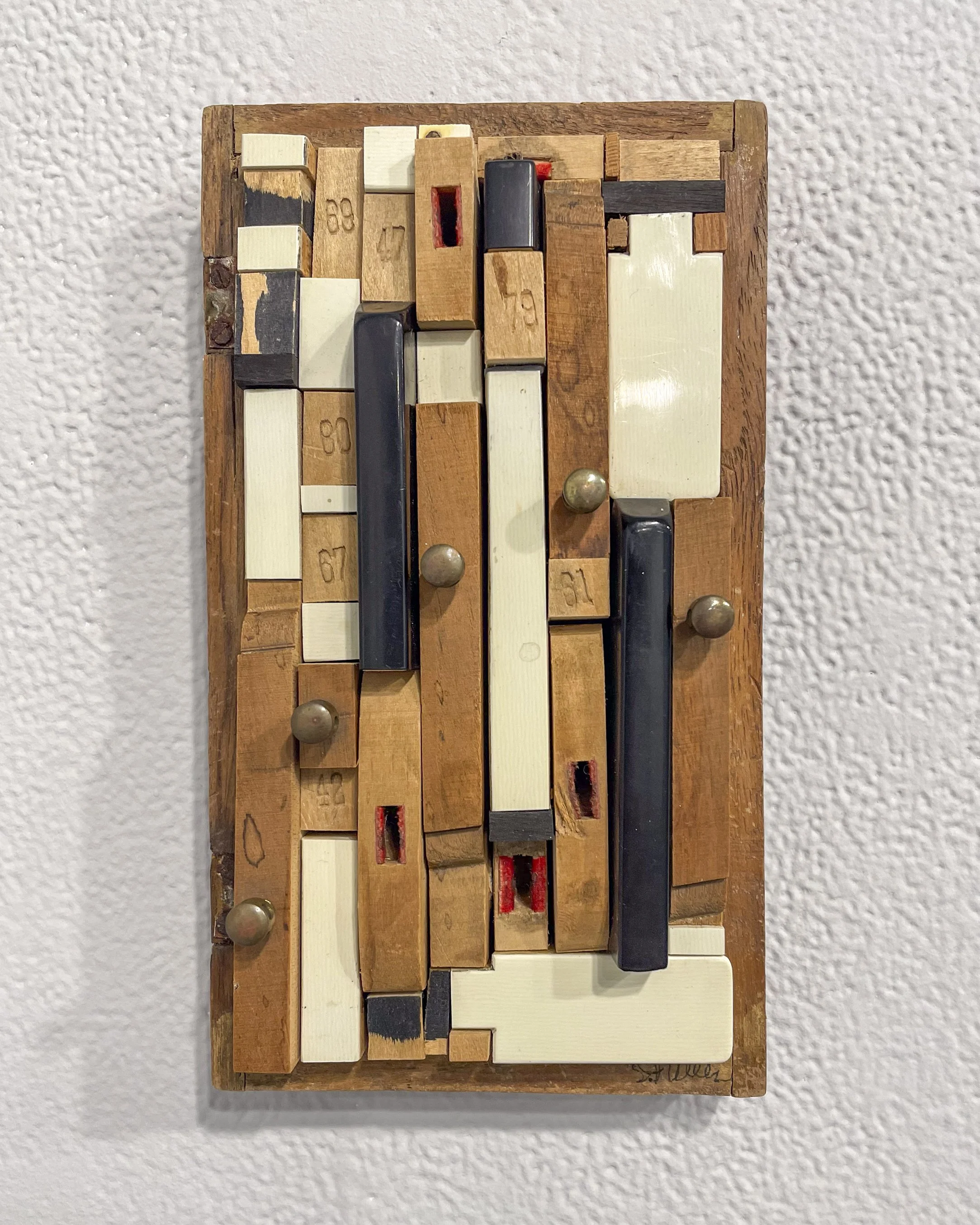  Susan Fuller,  Box 46-part Invention , 2017. 8 x 5 x 2 inches, Wood and piano keys.  