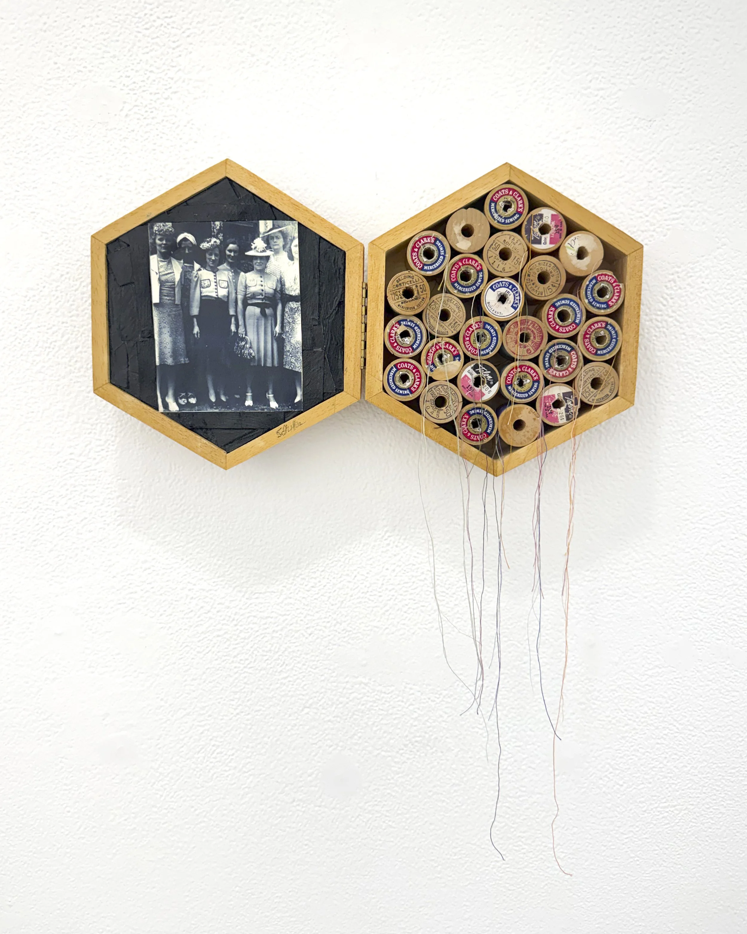  Susan Fuller,  Sewing Club , 2010. 7 x 13 x 2 inches, Mixed media.  