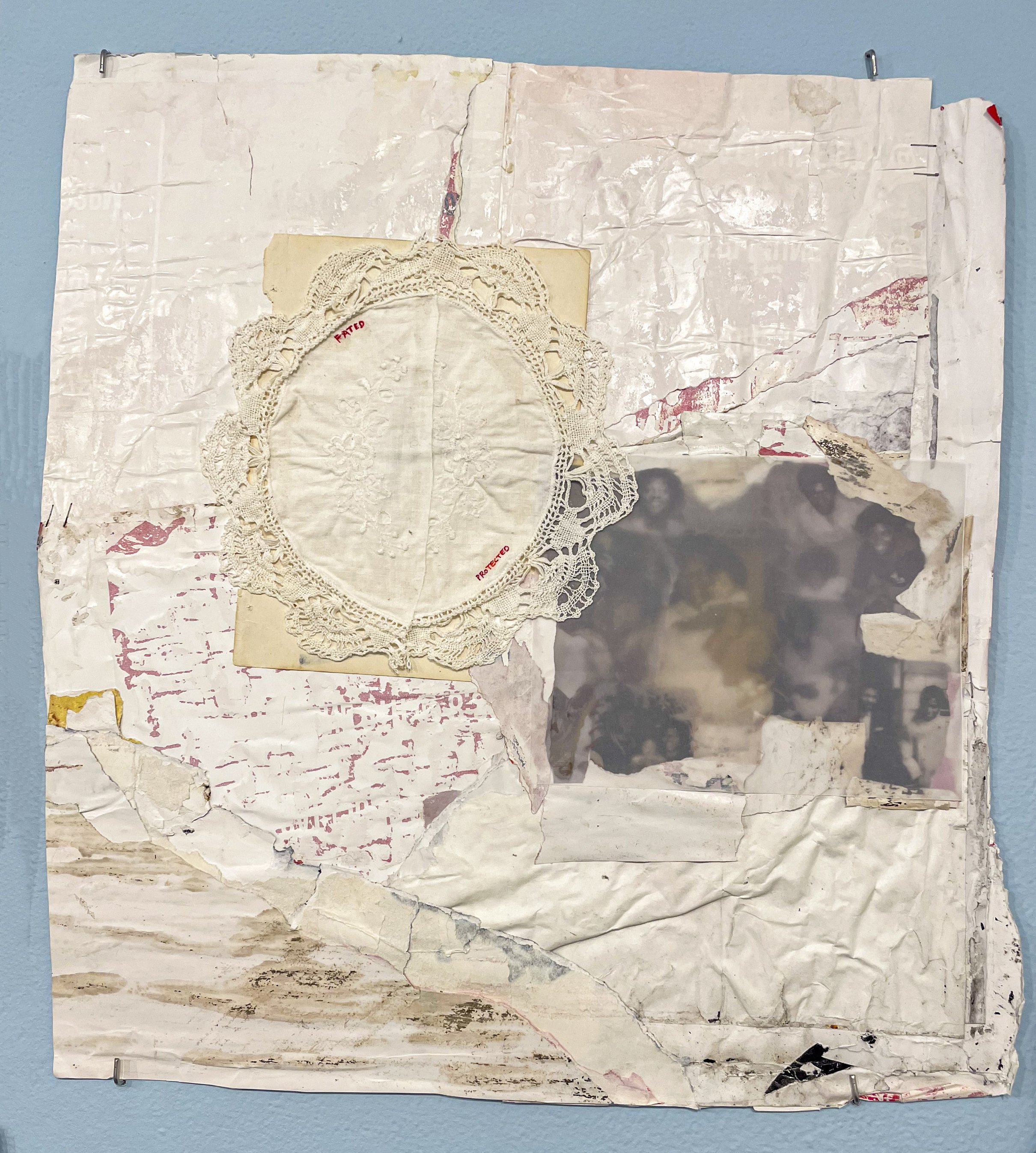  N. Masani Landfair,  visitations end the beginning III , 2024. 19 x 20 inches, collage on paper.  